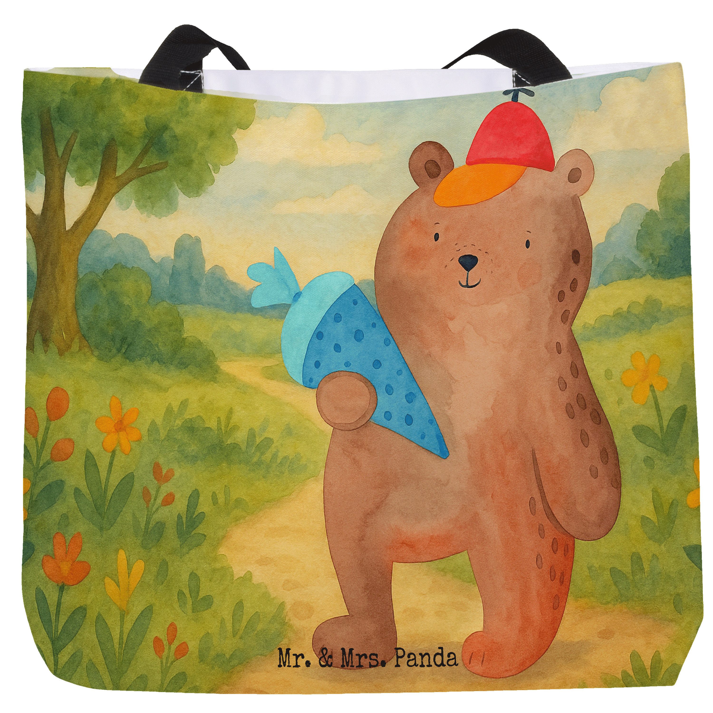 Mr. & Mrs. Panda Shopper Bär Schultüte Design, Reisetasche, Weiß, Schulbeginn, Tasche, Tote Ba (Packung), Teddy Tragetasche Erster Schultag Geschenk