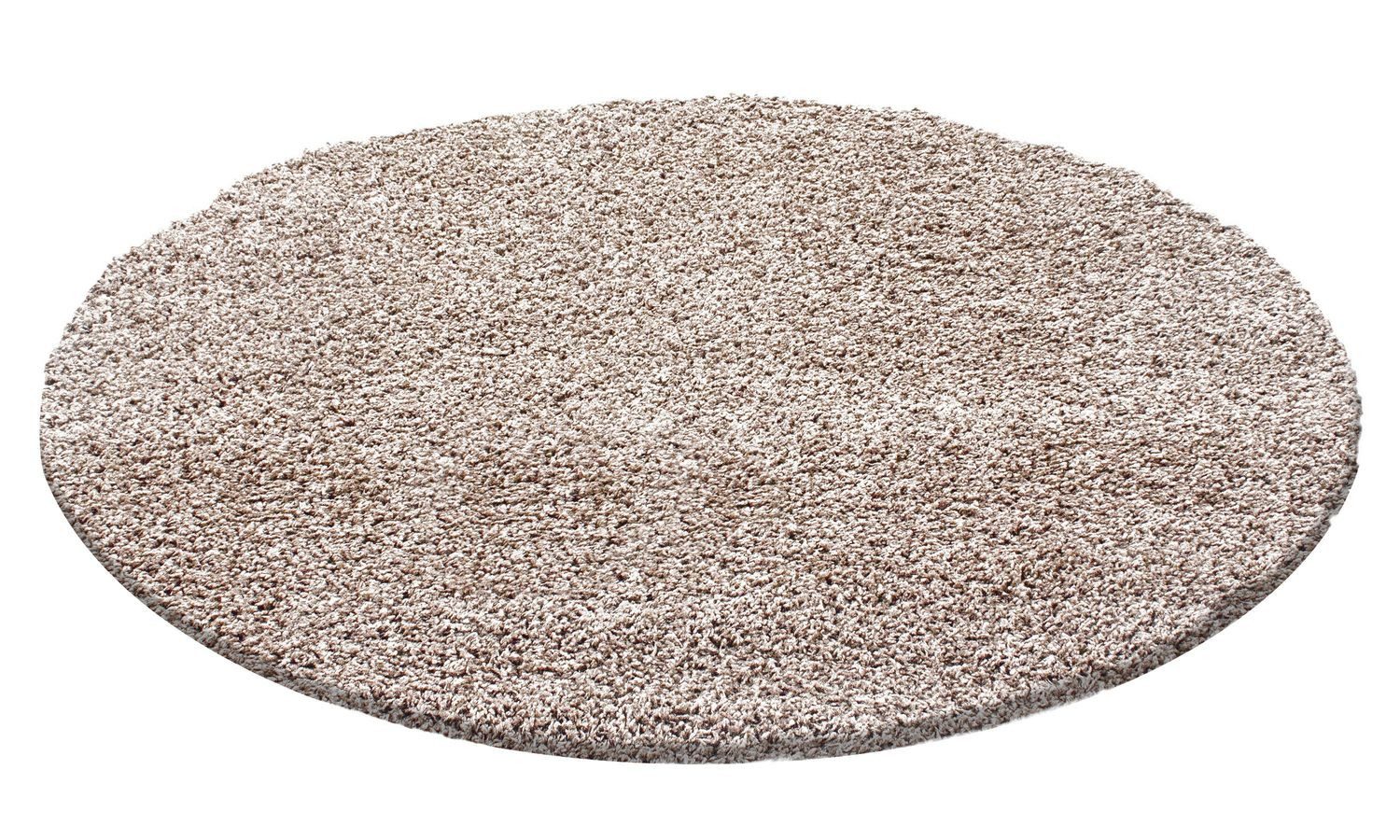 Teppich Boss Teppich Hochflor Teppich Lux Beige, rund, Höhe: 30 mm