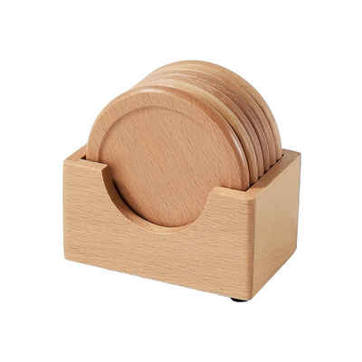 HomeGuru Becheruntersetzer Untersetzer aus 100% Massivholz, Set mit 7 Stück, kreative Geschenke
