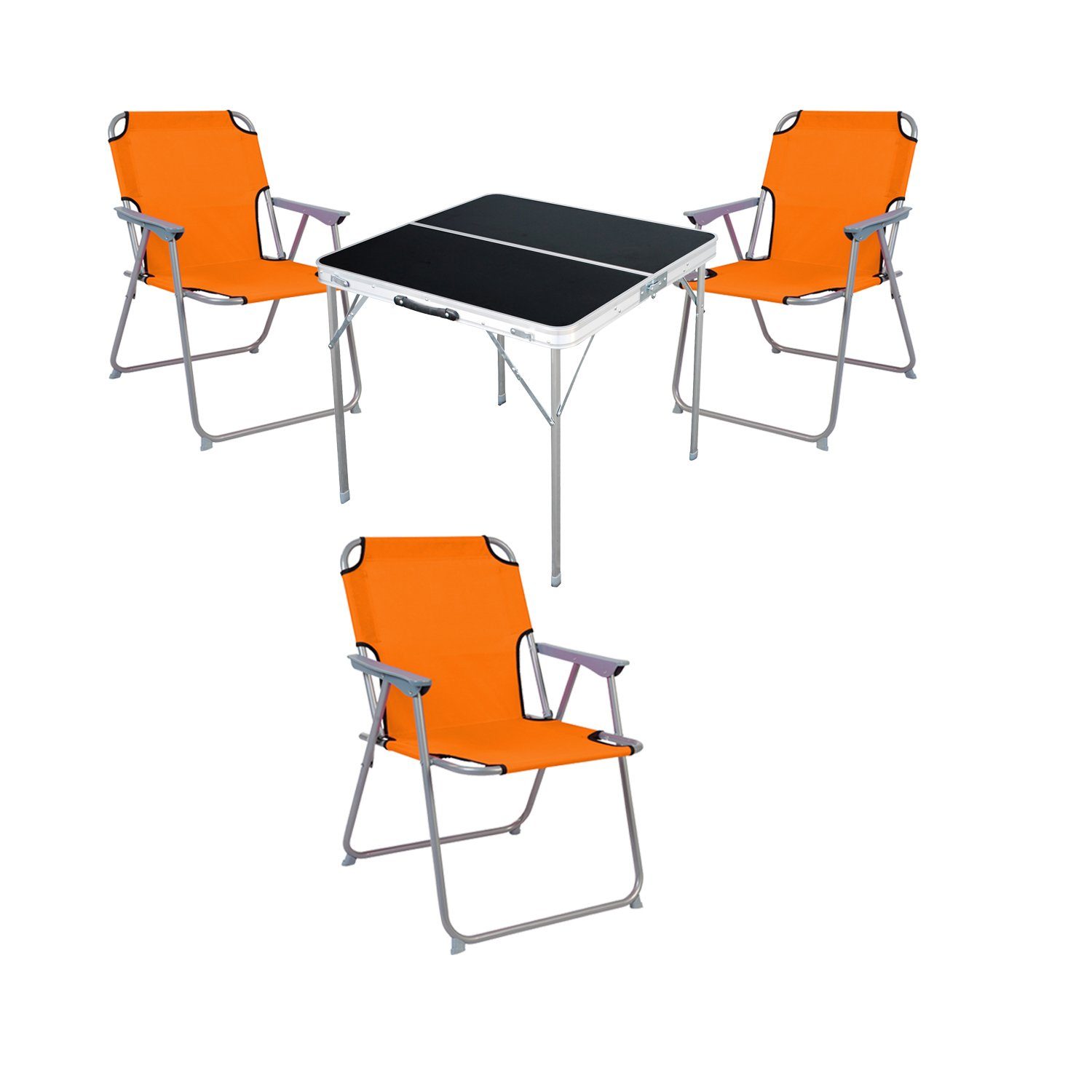 Mojawo Essgruppe 4-teiliges Campingmöbel Set Alu L80xB80xH70cm Orange