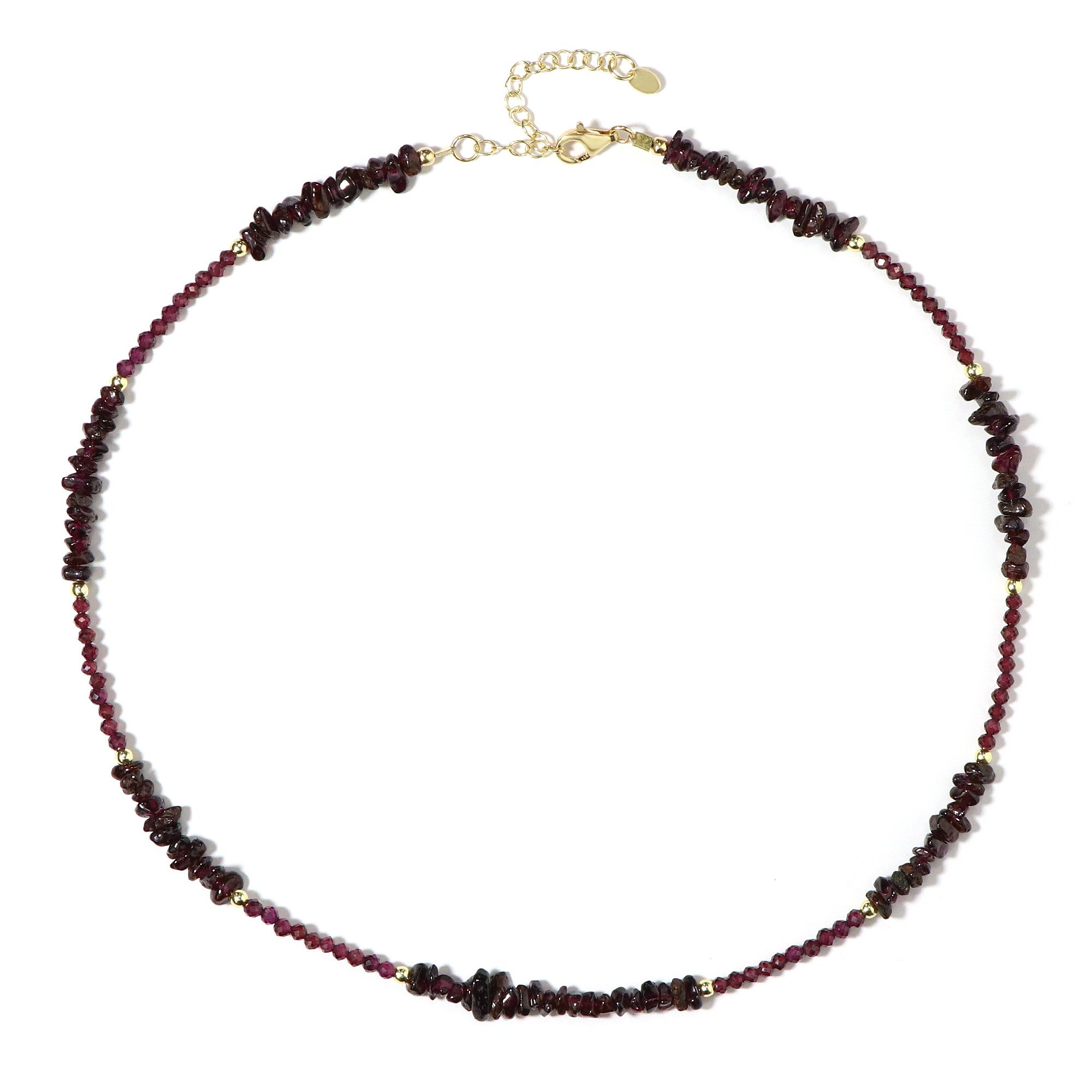 Cavill Silberkette Granat Halskette 7,33 ct Rundperlen 925 Silber vergoldet Rot (1-tlg)