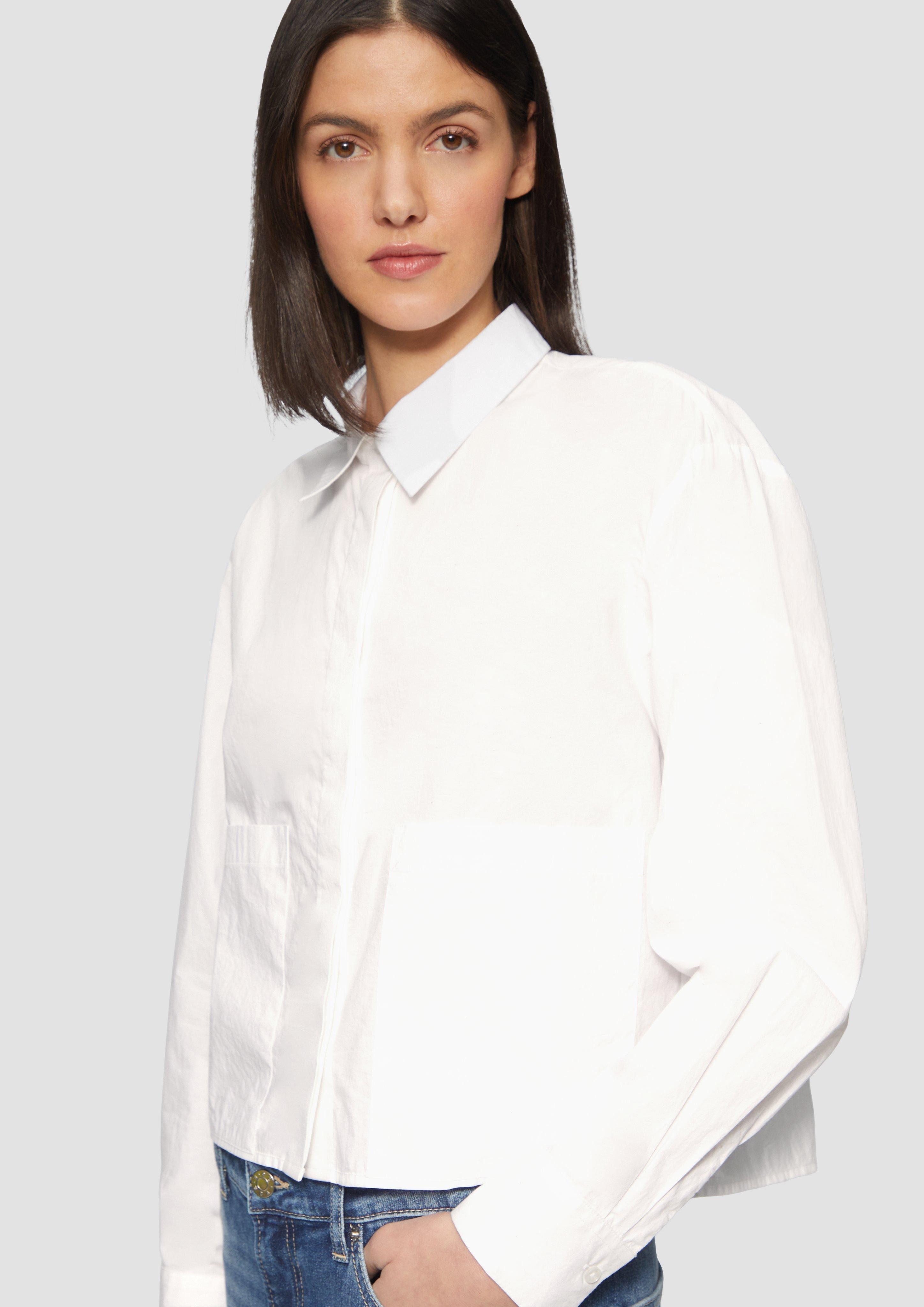 s.Oliver Langarmbluse Cropped Popeline-Bluse mit aufgesetzten günstig online kaufen
