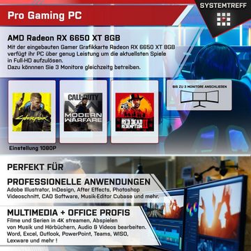 SYSTEMTREFF Basic Gaming-PC (Intel Core i5 14400, Radeon RX 6650 XT, 16 GB RAM, 1000 GB SSD, Luftkühlung, Windows 11, WLAN)
