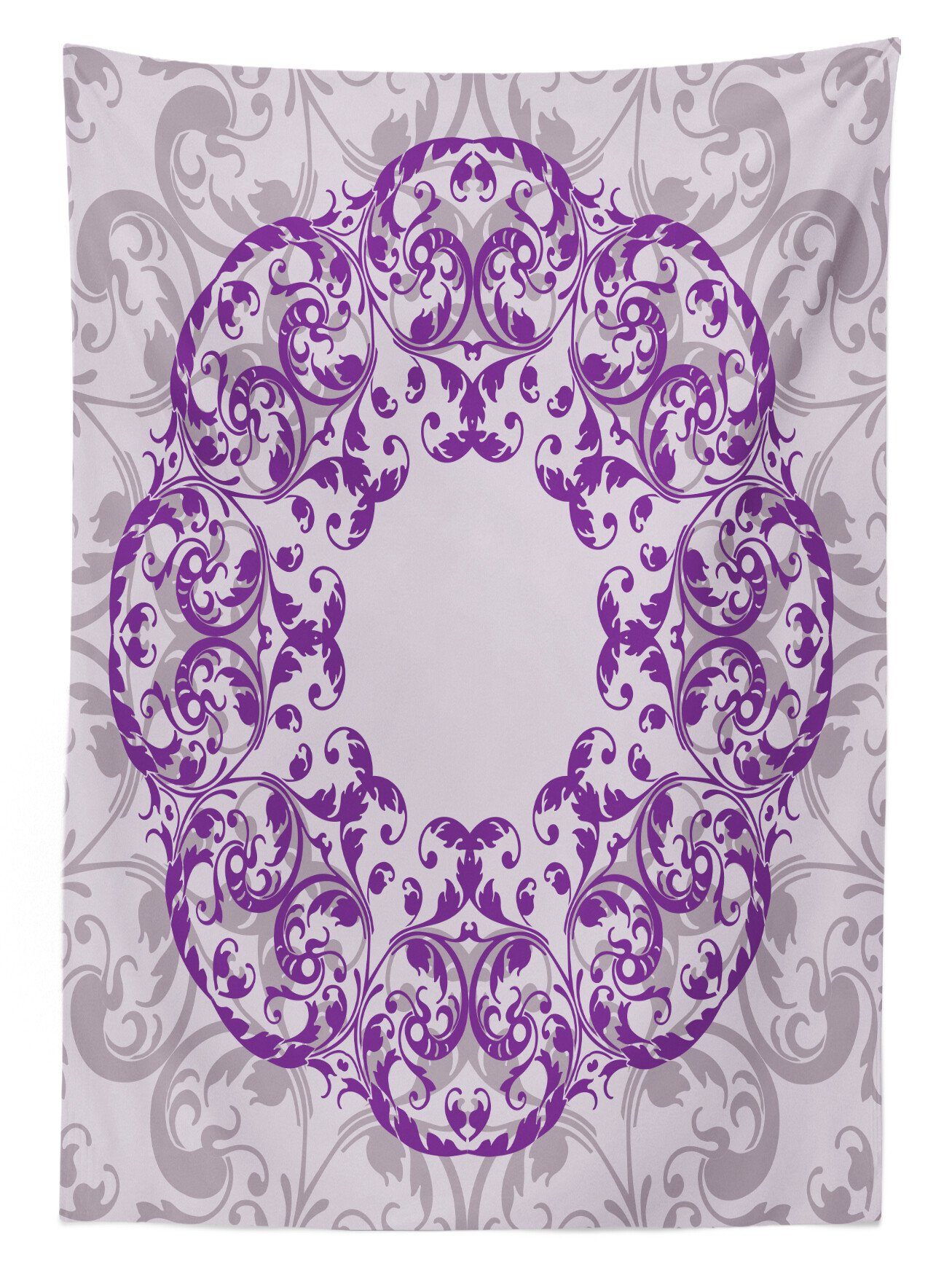 Oval Frame geeignet Farben, Für Außen Tischdecke Klare Mandala lila den Bereich Waschbar Abakuhaus Farbfest