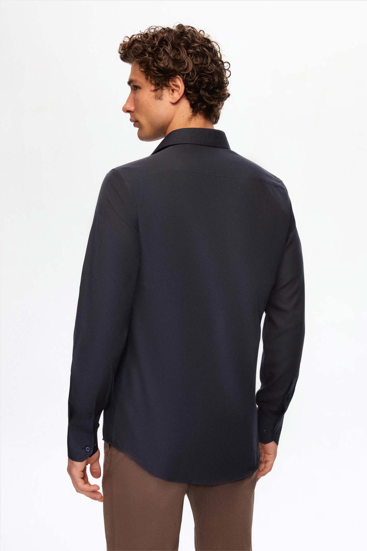 D'S DAMAT Frackhemd Ds Damat Slim Fit Braun/Italienischer Kragen Bügelleichtes 2-teiliges