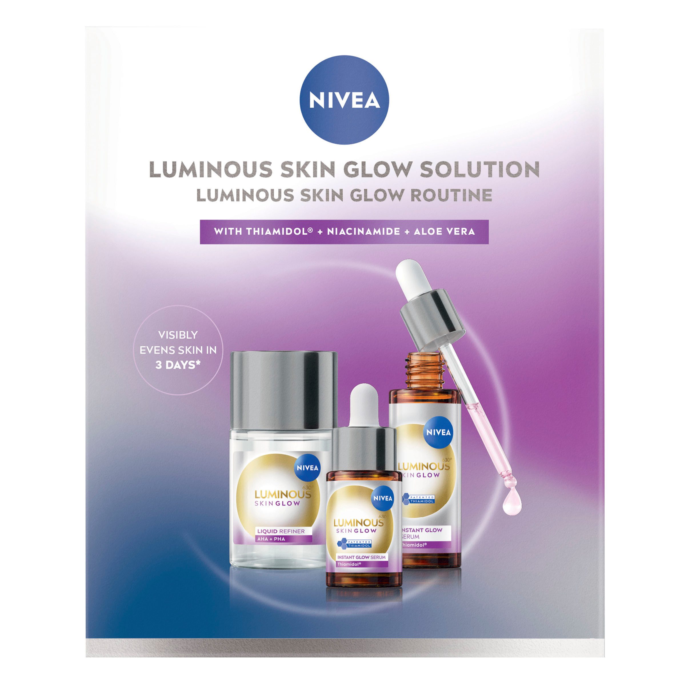 Nivea Gesichtspflege-Set NIVEA LUMINOUS630® Skin Glow Routine Set Set, 3-tlg.