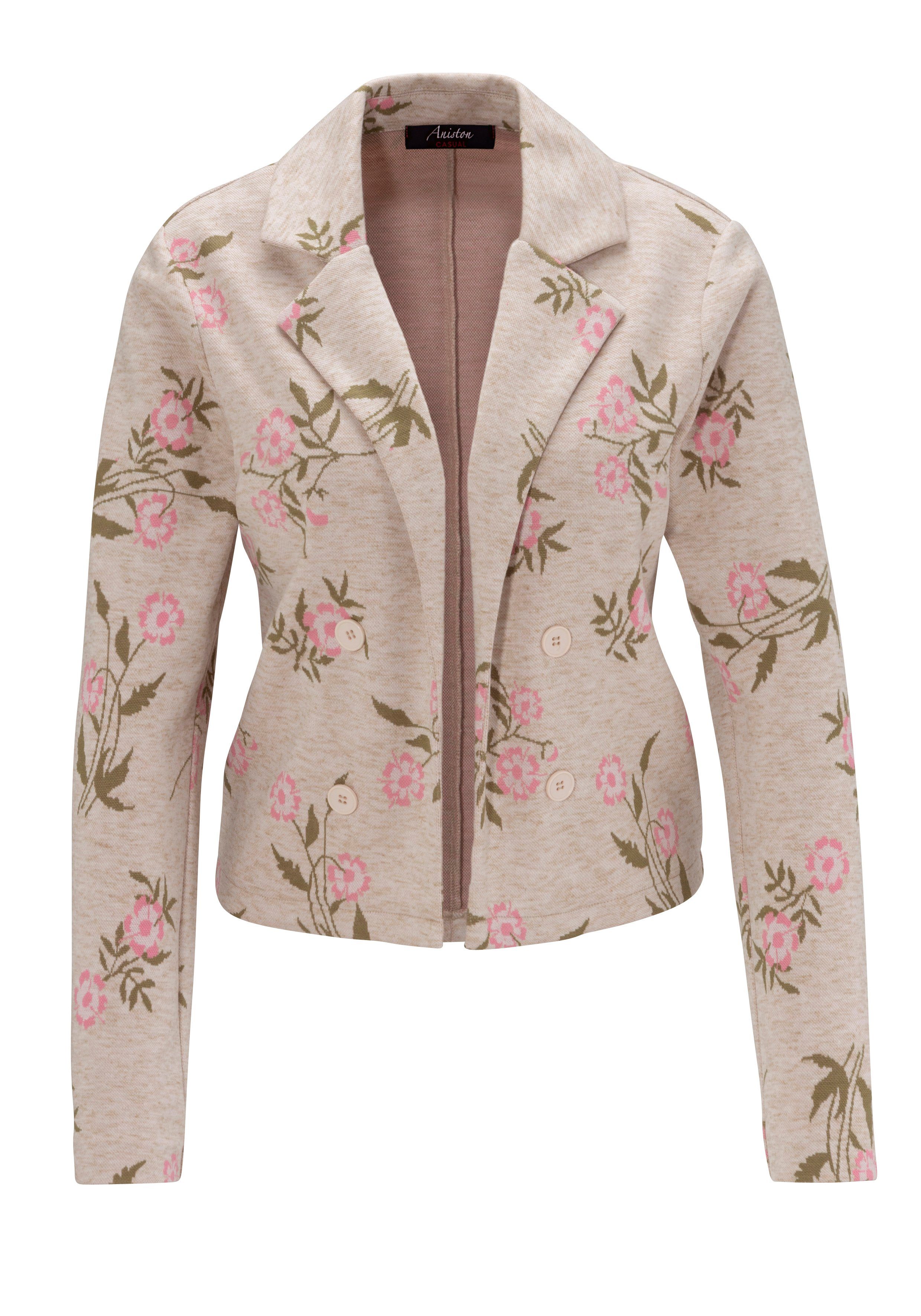 - ausdrucksvollem Kurzblazer KOLLEKTION NEUE Aniston CASUAL mit Blumenmuster