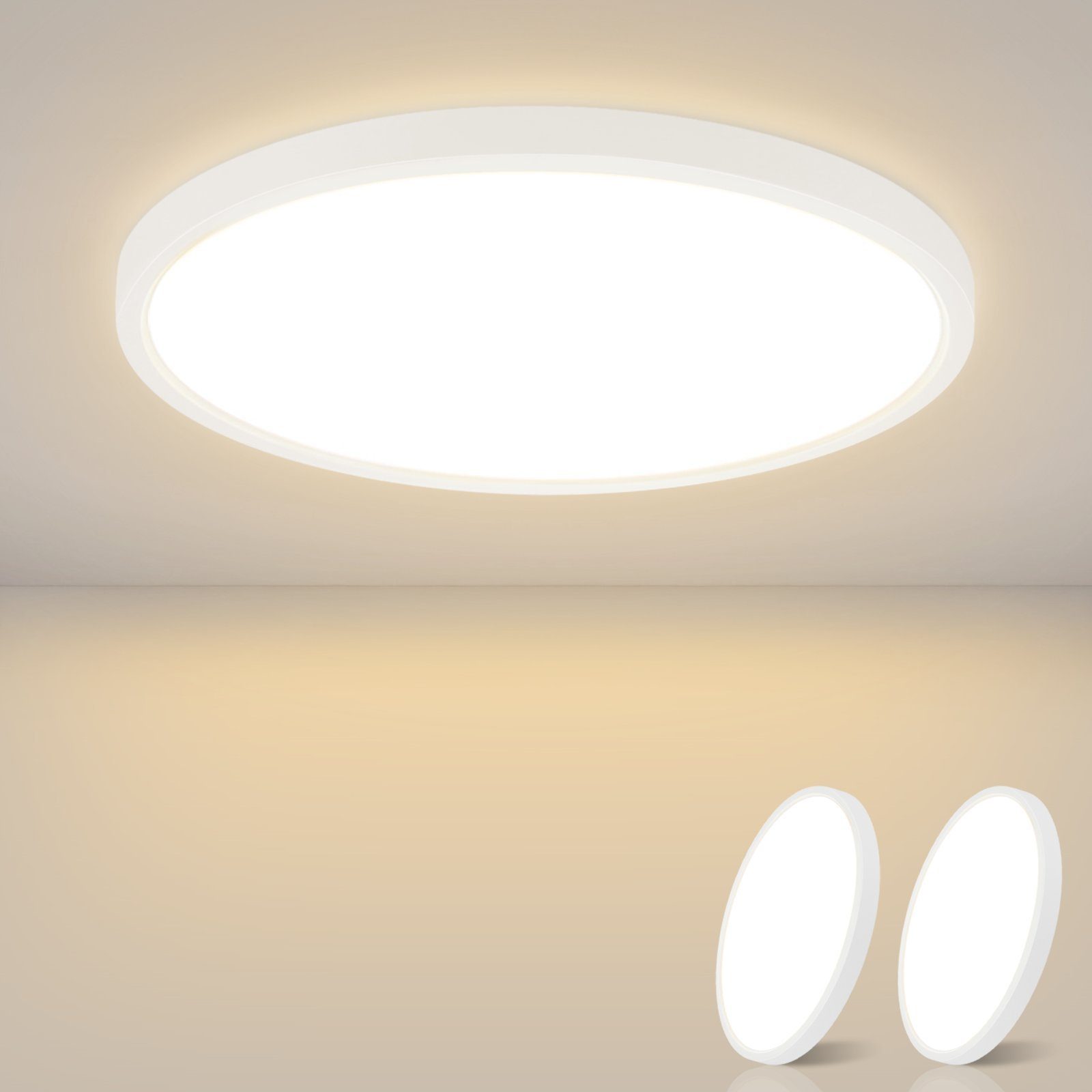 ZMH LED Deckenleuchte Küchenlampe für Bad Flur Balkon Schlafzimmer Whonzimmer, LED fest integriert, Warmweiß
