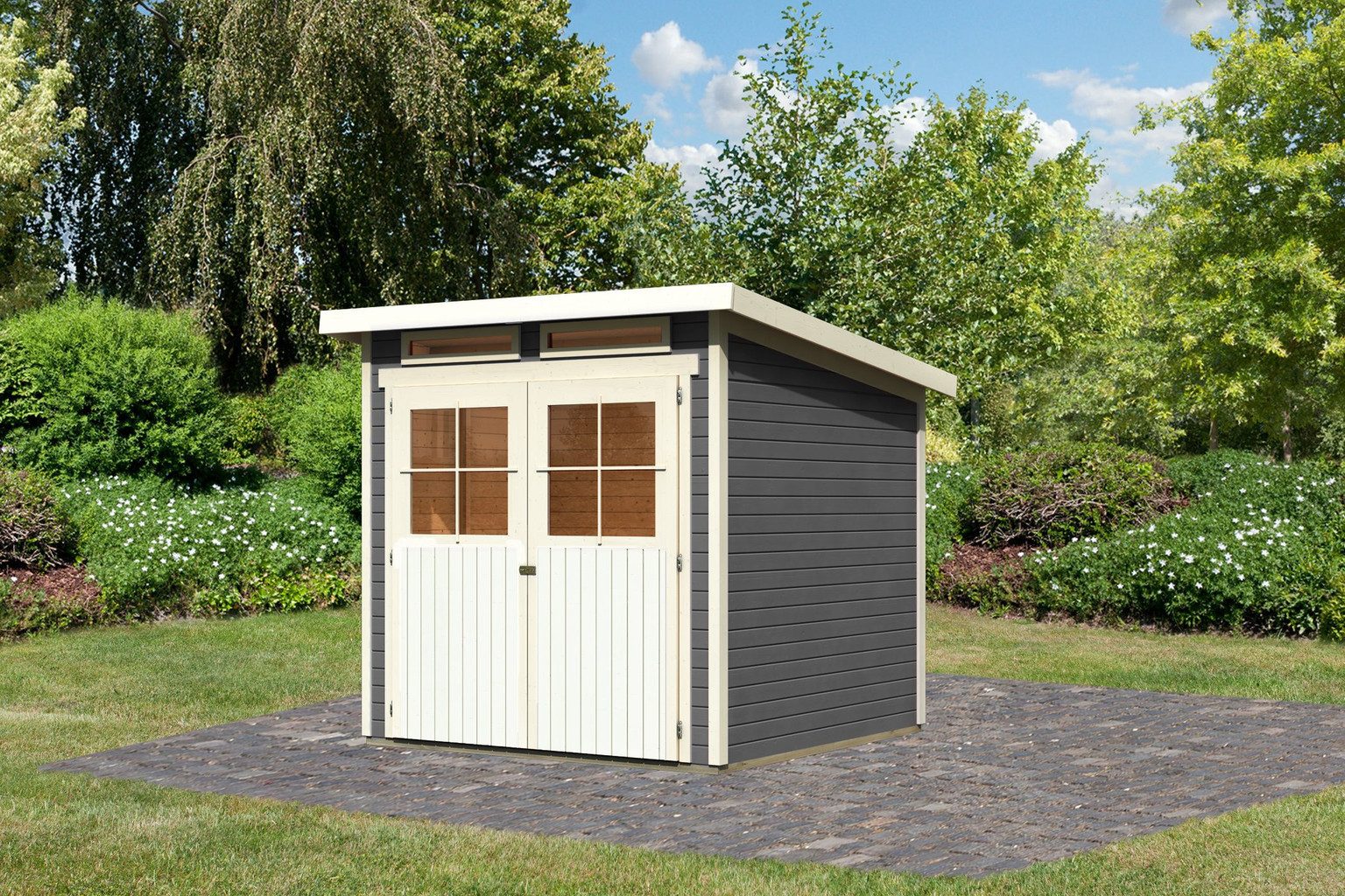 Karibu Gartenhaus Karibu Gartenhaus Glücksburg, 19 mm, 242 x 236 cm, Typ 3, terragrau, ohne Anbau