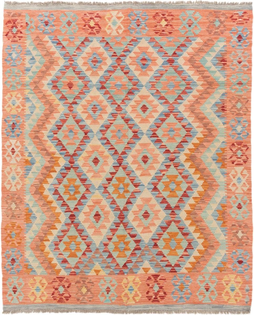 Orientteppich Kelim Afghan 157x190 Handgewebter Orientteppich, Nain Trading, rechteckig, Höhe: 3 mm