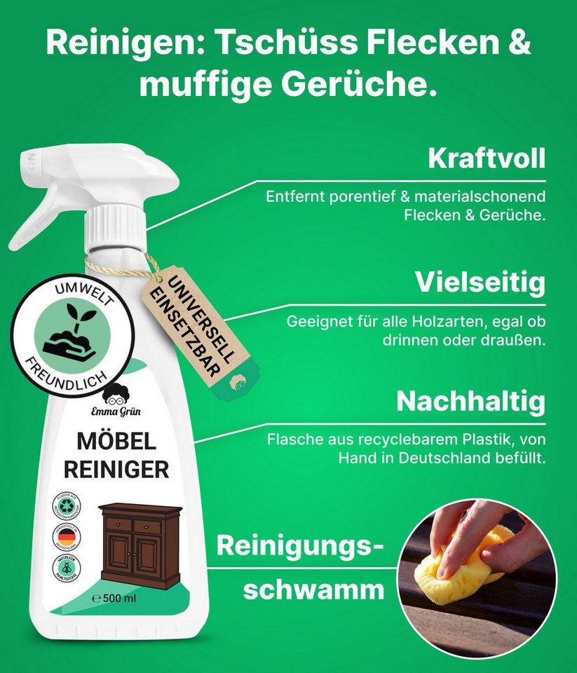 Thumbnail - Emma Grün Holzöl natürlicher Premium Holzwachs für Möbel, umweltfreundliche mit Bienenwachs, für In- & Outdoor, Made in ...