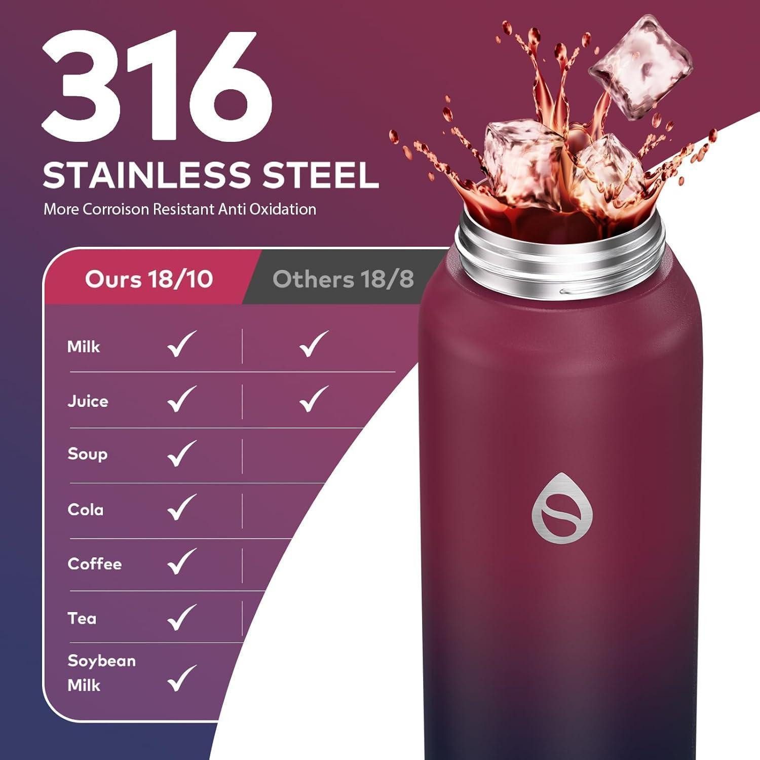 LuxusKollektion Thermoflasche Edelstahlflasche Strohhalm 700ml Rot Schwarz