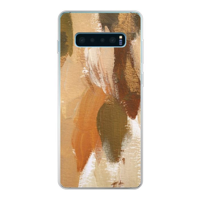 MuchoWow Handyhülle Farbe - Orange - Grün Phone Case Handyhülle Samsung Galaxy S10+ Silikon Schutzhülle