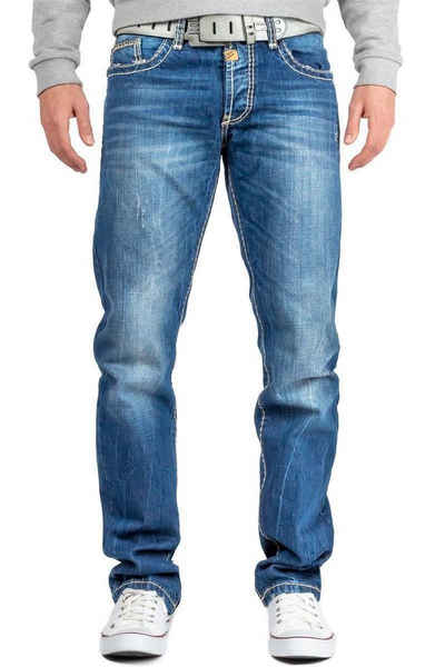 Cipo & Baxx 5-Pocket-Jeans Hose BA-C0688 W40/L32 (1-tlg) mit dicken Nähten und Verzierungen