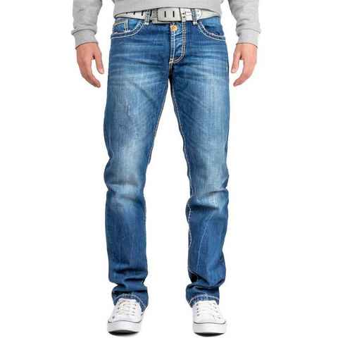 Cipo & Baxx 5-Pocket-Jeans Hose BA-C0688 W38/L30 (1-tlg) mit dicken Nähten und Verzierungen
