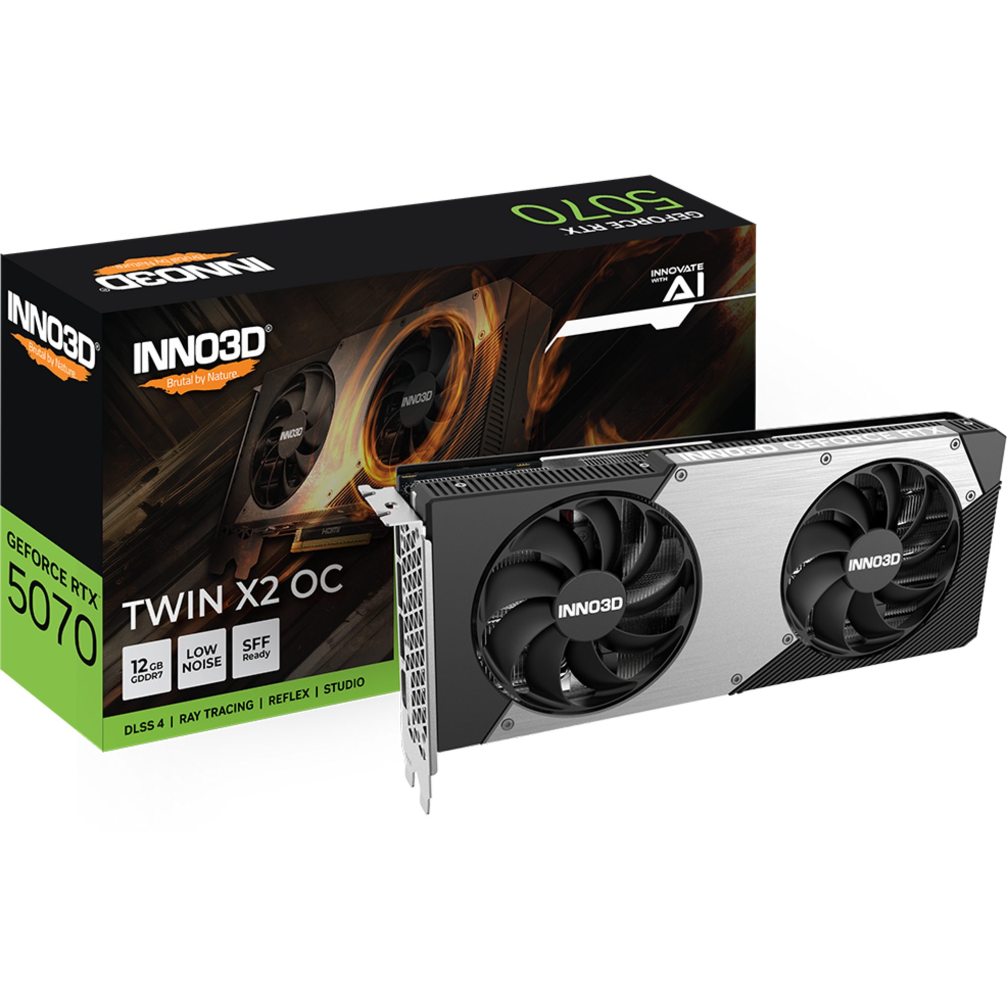 Inno3D INNO3D GeForce RTX 5070 TWIN X2 OC, Grafikkarte, (DLSS 5, 3x Grafikkarte (12 GB, DLSS 5, 3x DisplayPort, 1x HDMI 2.1)