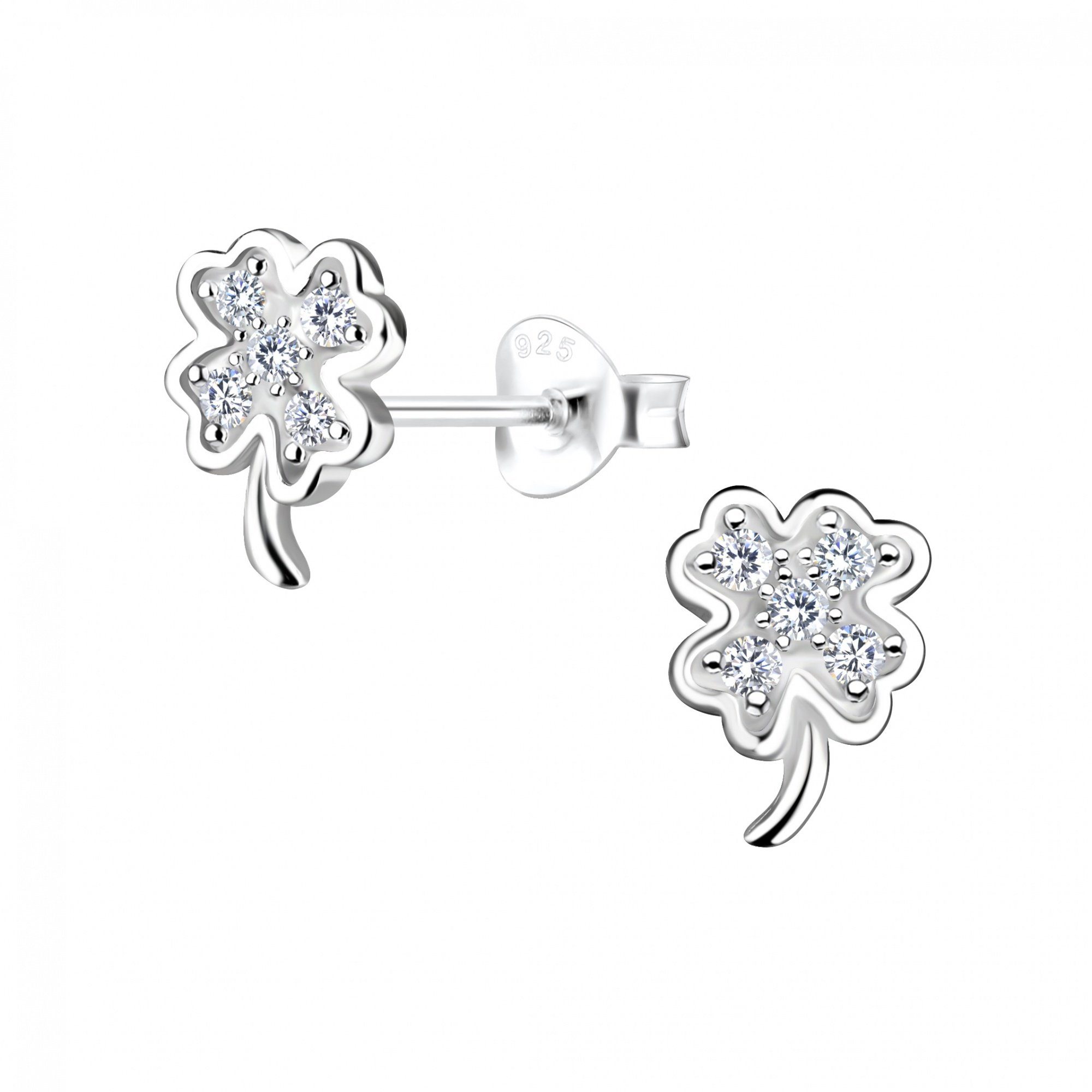 ALEXANDER YORK Paar Ohrstecker KLEEBLATT mit Zirkonia, 2-tlg., 925 Sterling Silber