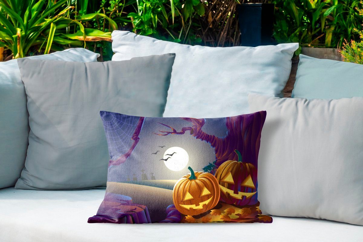 MuchoWow in Zwei einer Kürbisse Illustration, Kissenhülle Polyester, in Dekokissenbezug, Outdoor-Dekorationskissen, einer Halloween-Nacht Dekokissen