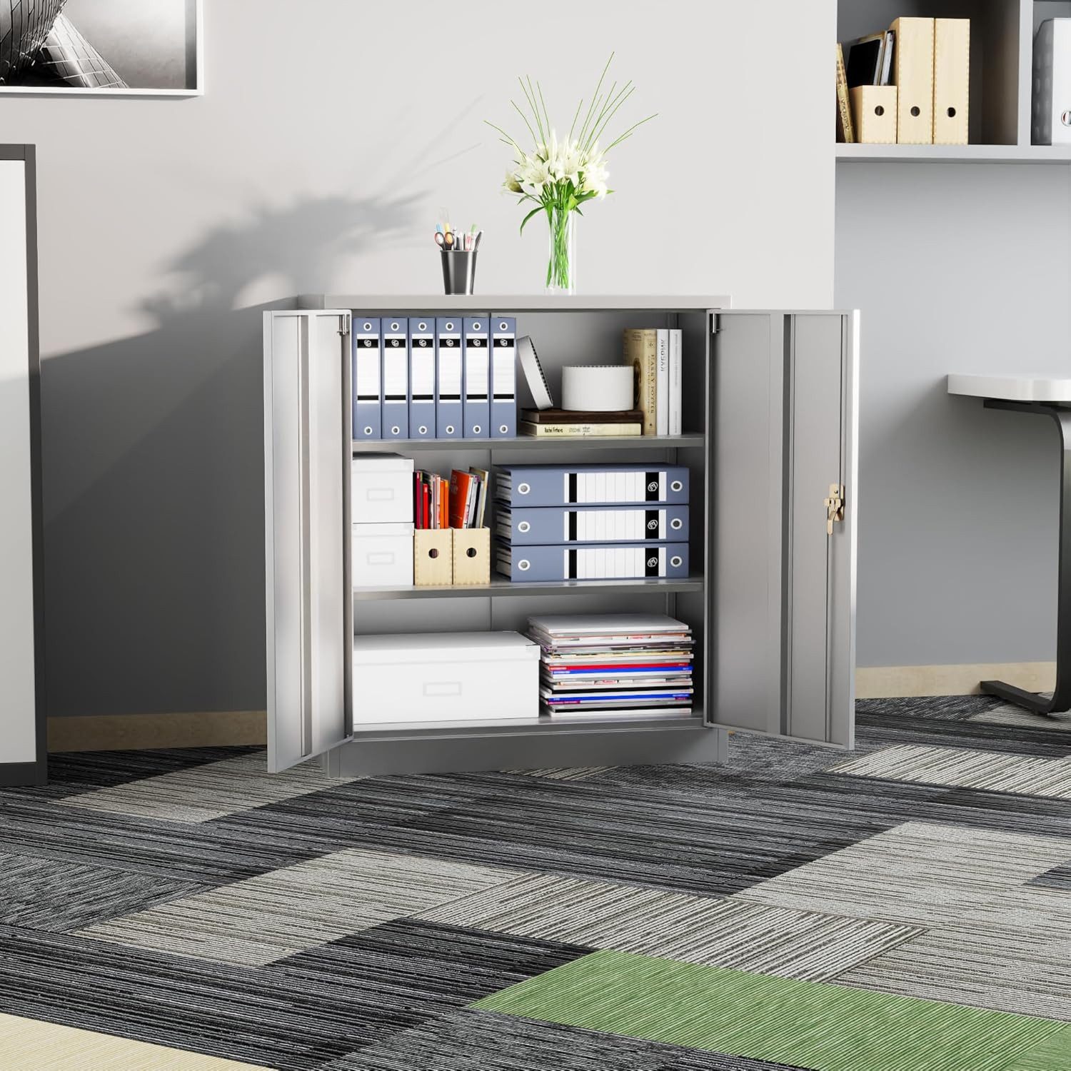 AOBABO Aktenschrank hoher Metallschrank mit 2 günstig online kaufen