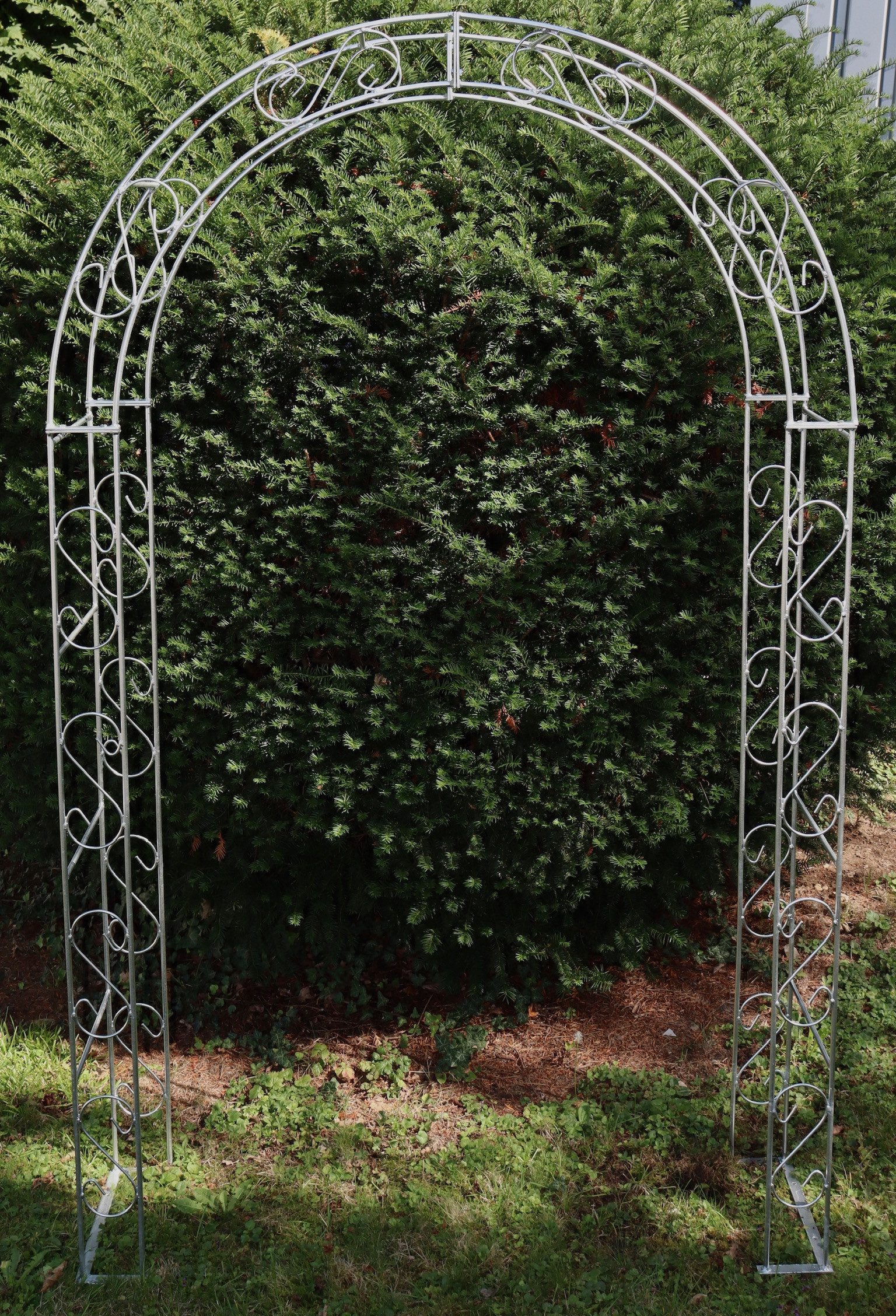 Hirsch Terracotta Rosenbogen Rund Vollmaterial B-H-T 165x245x40cm, 1 Stück, feuerverzinkt aus Vollmetall