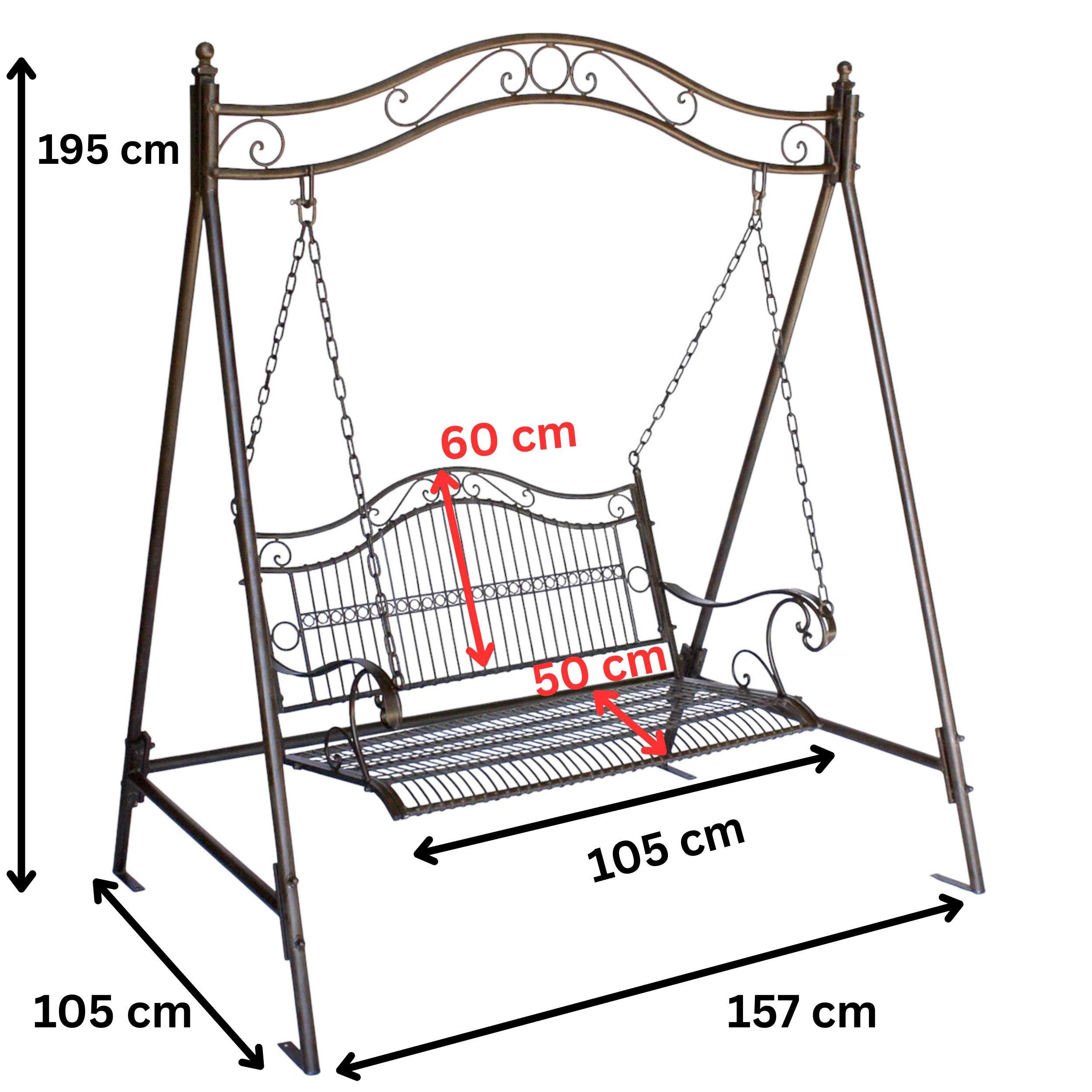DanDiBo Hollywoodschaukel Metall Antik 2 Sitzer Gartenschaukel 082505 Schaukel Garten Bank, Schmiedeeisen – Bild 2 von 5