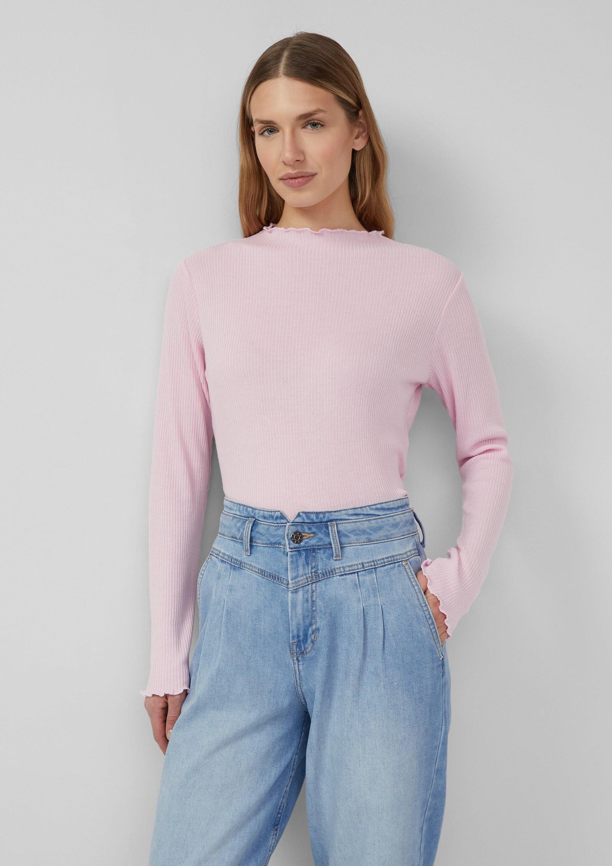 s.Oliver Langarmshirt T-Shirt Geripptes Langarmshirt mit gewelltem Saum günstig online kaufen