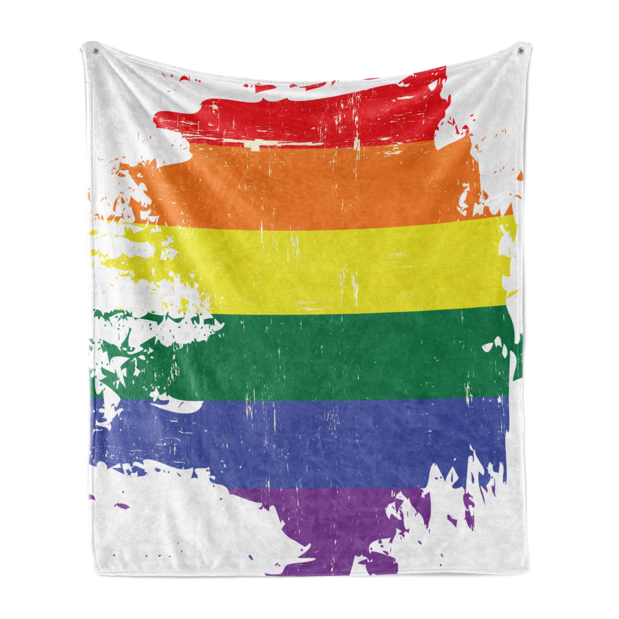 Wohndecke Gemütlicher Plüsch für den Innen- und Außenbereich, Abakuhaus, Jahrgang Rainbow LGBT Flag-Linie