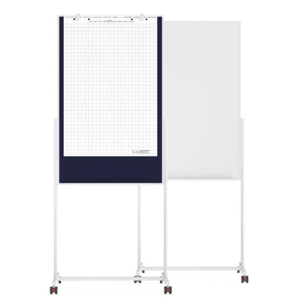 magnetoplan® Anzeigetafel Moderationstafel - Zweiarmfuß mit 4 Rollen - 75x120cm - Weiß/Blau (1-St)