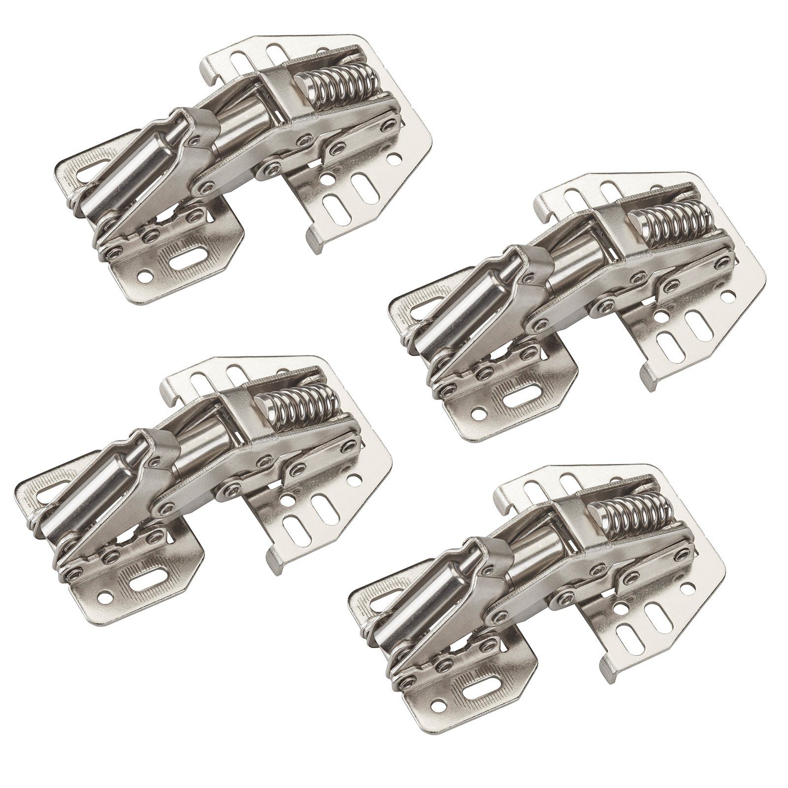 SO-TECH® Möbelbeschlag Aufschraubscharnier 90° mit Montageanschlag (4 St), SoftClose, Möbelscharnier (Stahl, vernickelt, verstellbar)