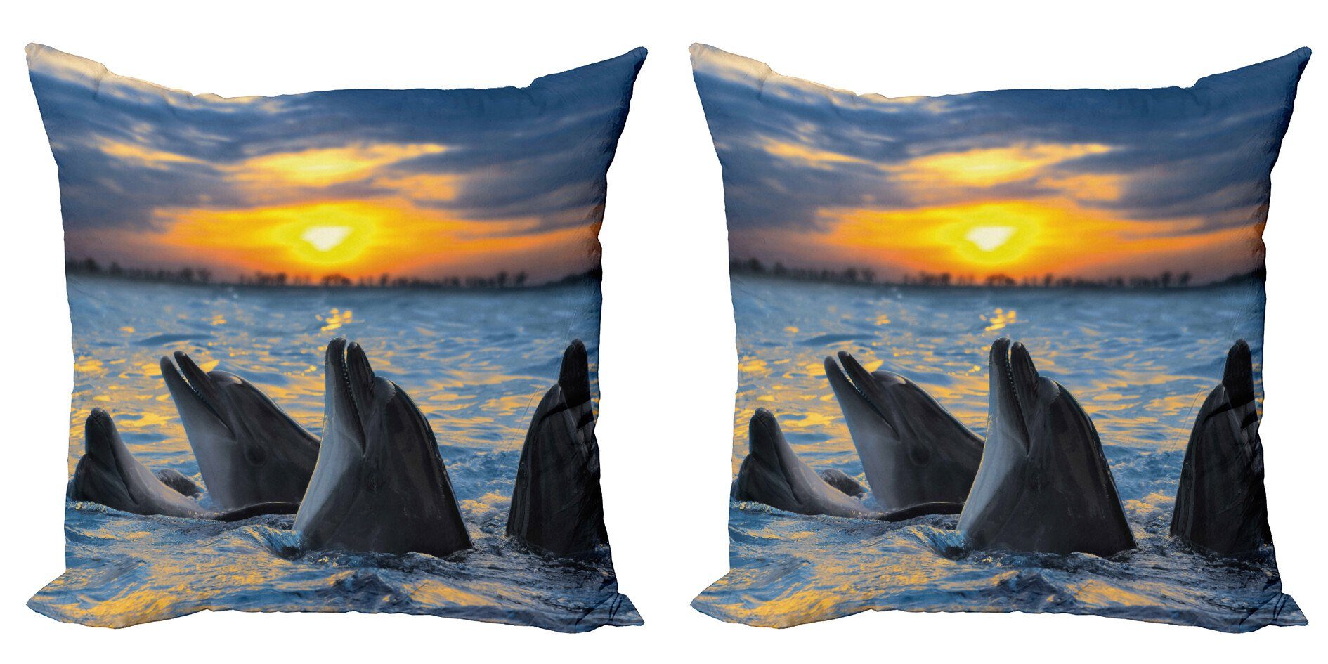 Kissenbezüge Modern Accent Doppelseitiger Digitaldruck, Abakuhaus (2 Stück), Tier Bottle Nosed Dolphins