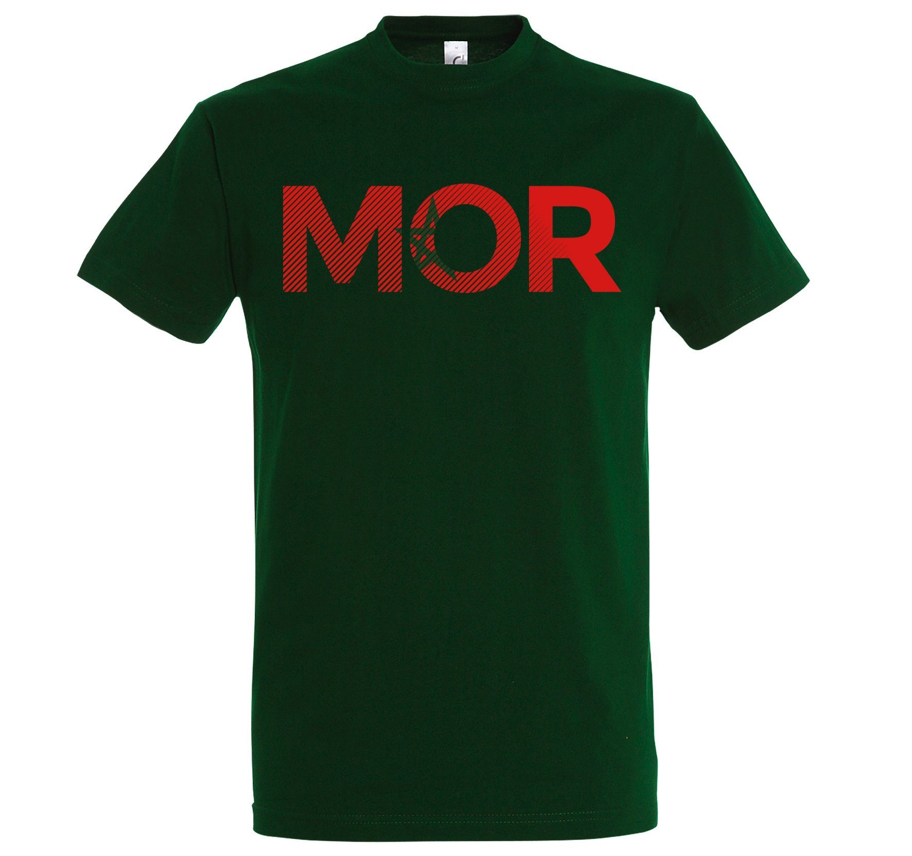 Youth Designz T-Shirt Marokko Herren T-Shirt im MOR Look Dunkelgrün mit Fußball Frontprint