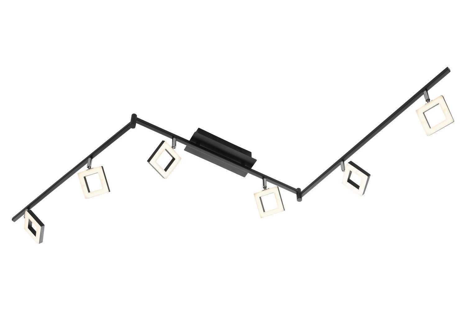 casa NOVA LED Deckenstrahler REAL, 6-flammig, Schwarz, Weiß, Aluminium, Acryl, Dimmfunktion, LED fest integriert, Extra-Warmweiß, B 178 x H 8 x T 21 cm, mit verstellbaren Lampenschirmen