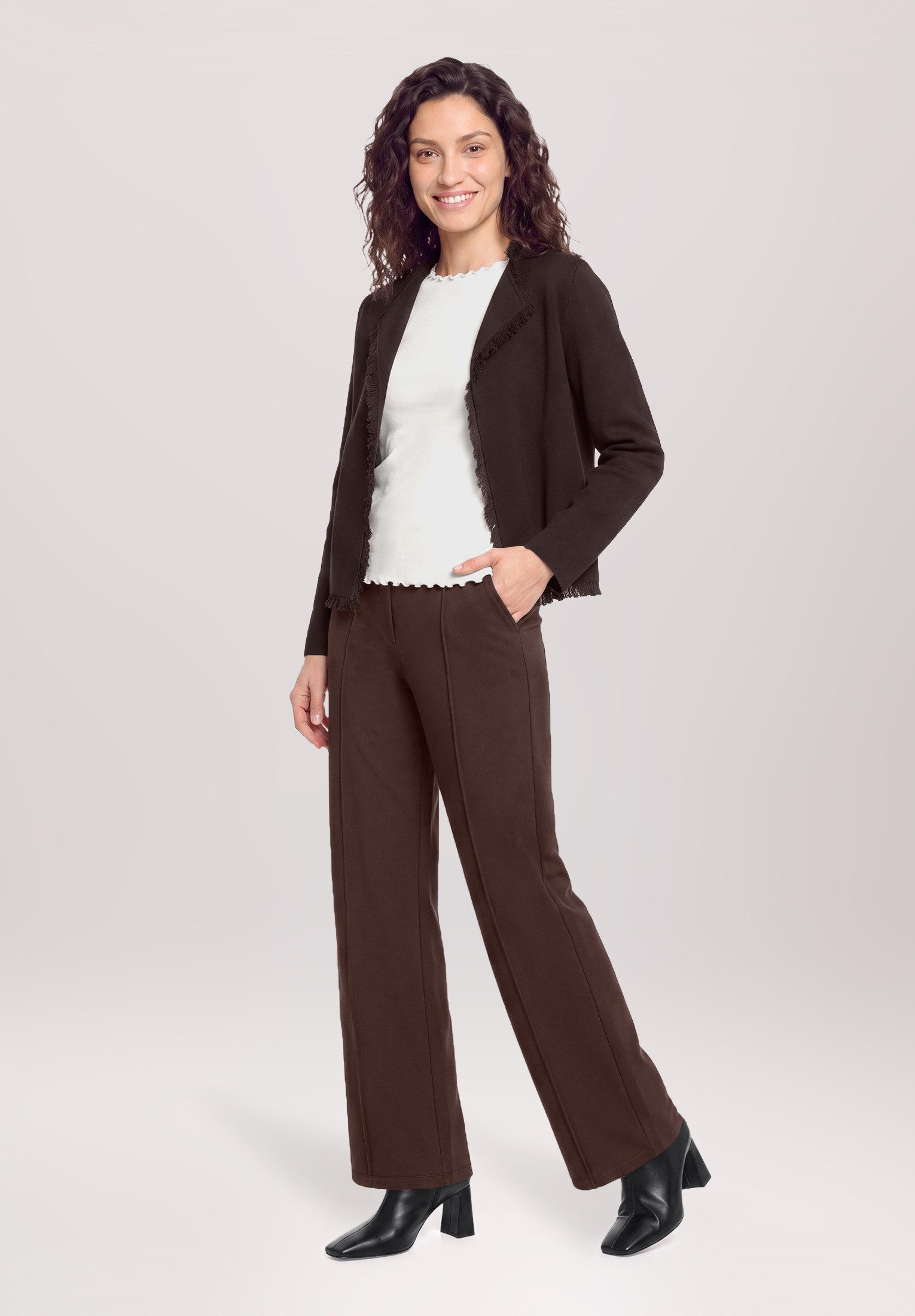Cartoon Strickjacke Damen mit Fransen (1-tlg)