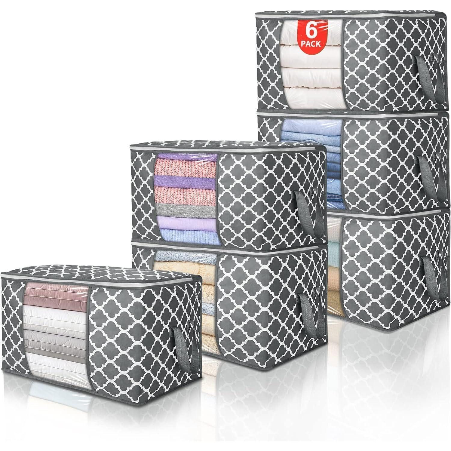 LuxusKollektion Unterbettkommode Aufbewahrungstasche Deckel Unterbett Kleidung 6 X 90L Blumenähnliche