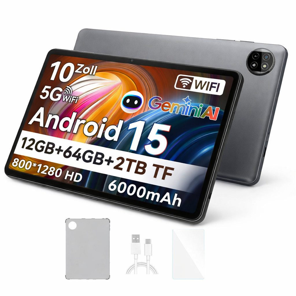 blackview 10" Tab20WiFi Android15 Tablet (10", 64 GB, Android 15, 5G wifi, Android15, Gemini AI 2.0, PC-Modus 2.0, 6000mAh)