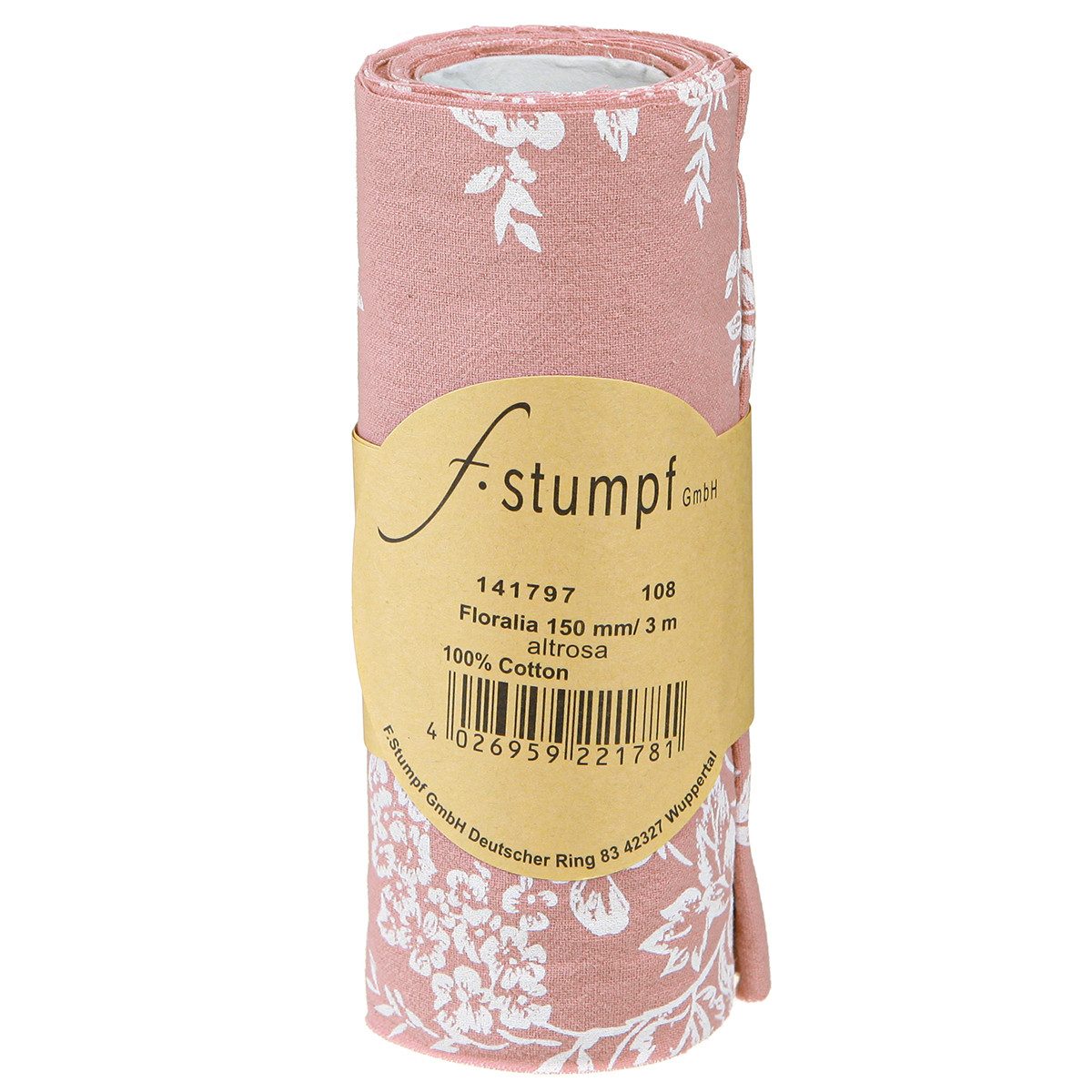 F. Stumpf GmbH Tischläufer Tischläufer Rosa Blumenmuster Baumwolle 15cm x 3m