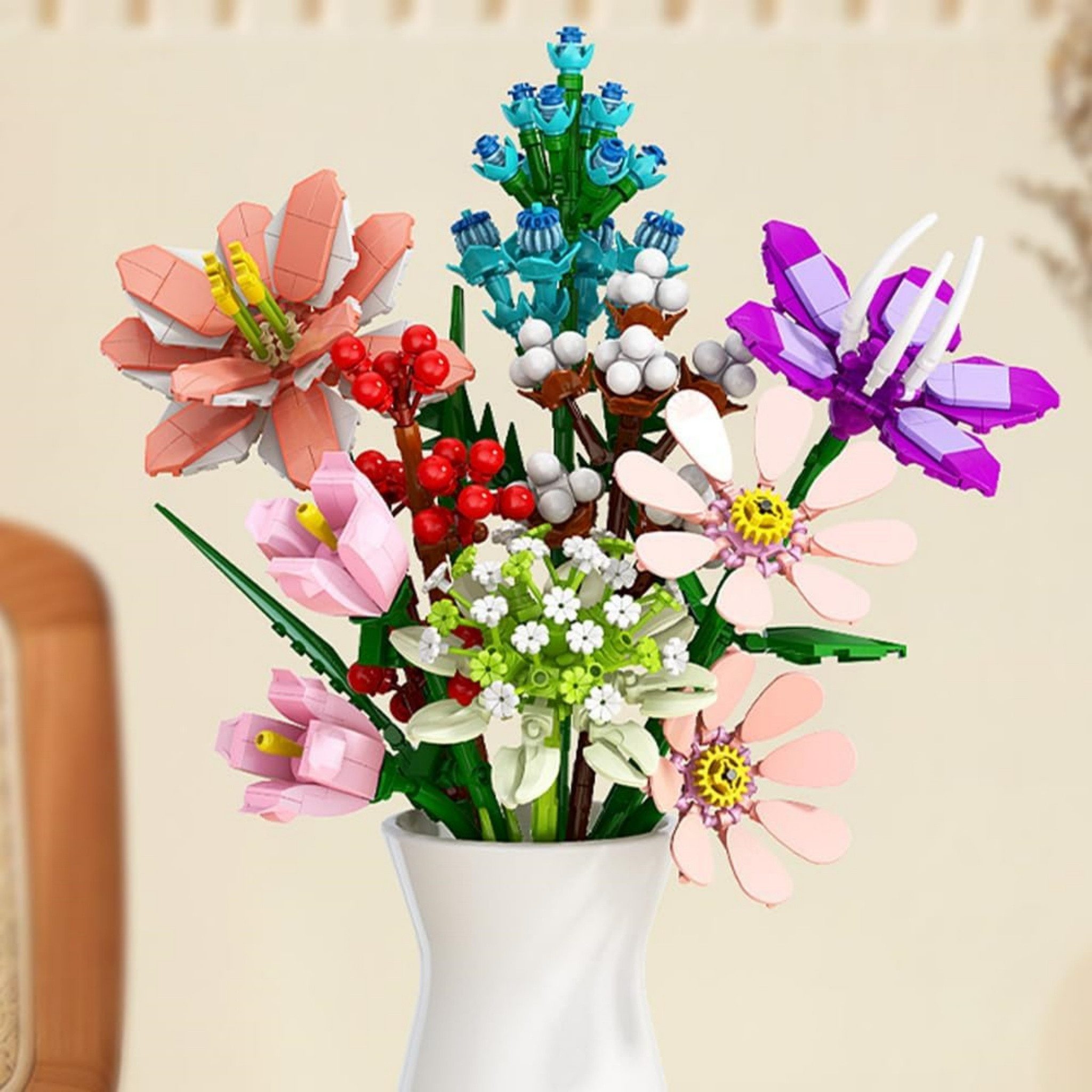 HOMELIVE Adventskalender Sonnenblumen Bouquet Bausteine Blind Box für Frauen Kinder (1-tlg), Künstliche Pflanze Geburtstag Weihnachten Valentinsgeschenke Heimde – Bild 3 von 5