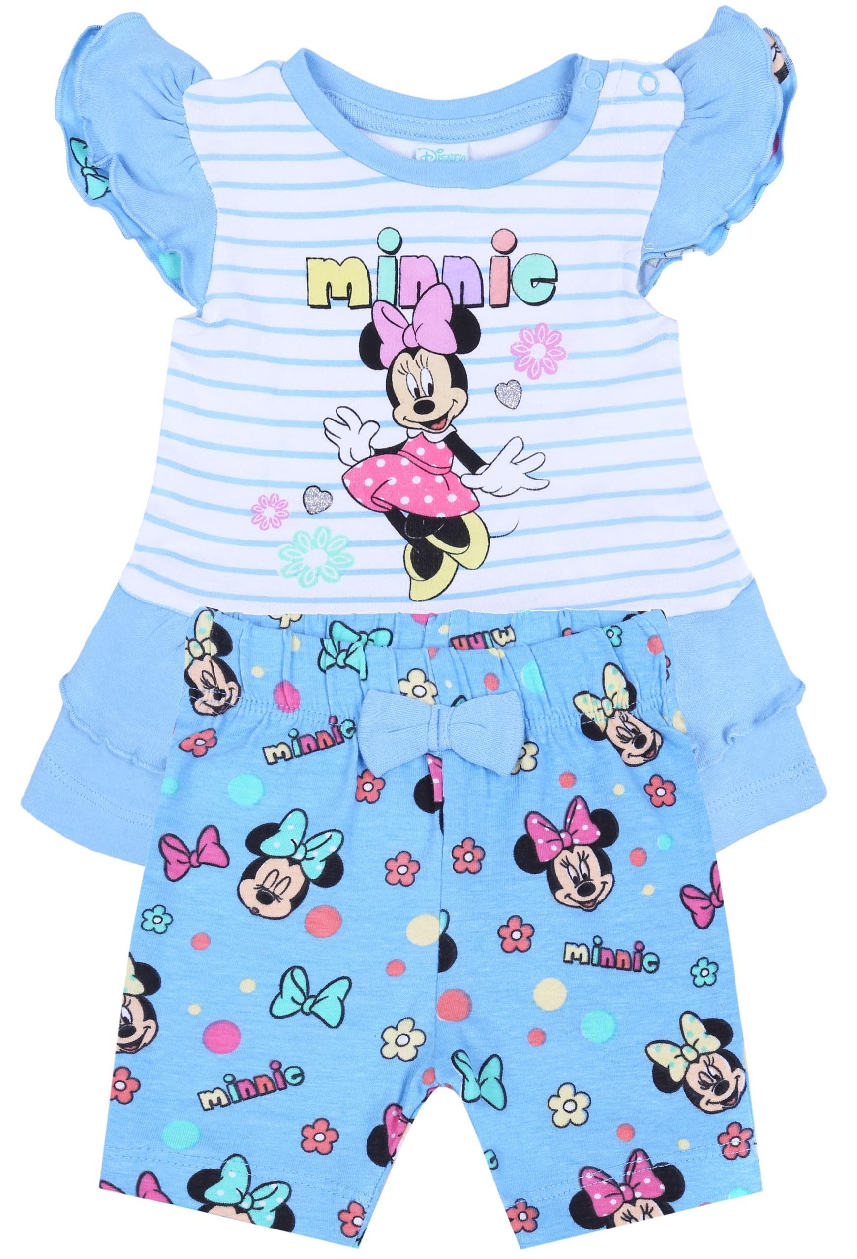 Tunika & Radlerhose Blaues Set für Mädchen Tunika+kurze Hose Minnie Mouse Disney 6 Monate