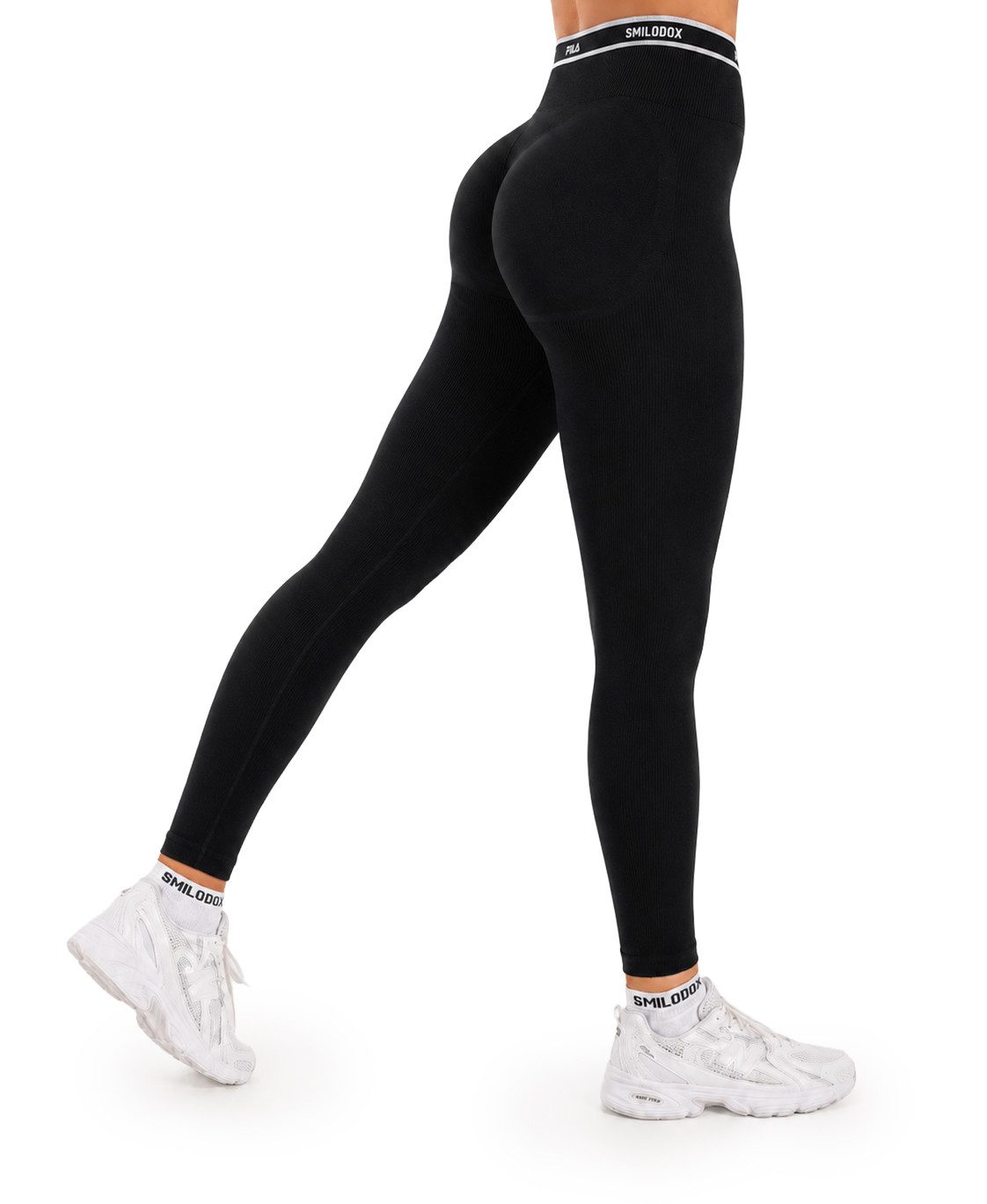 Smilodox Leggings Noli FILA Damen, Seamless Gymleggings mit Srunch, Shaped Fit Scrunch Effekt, Shaping, Logo Bund, Strukturdetails