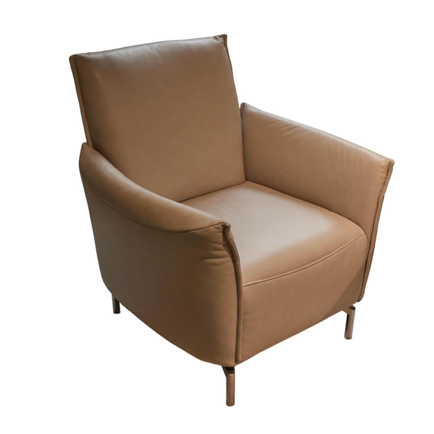 Koinor Cocktailsessel Sessel Vanda V Klein Bezug Leder A Tara Soft Crystal Grau