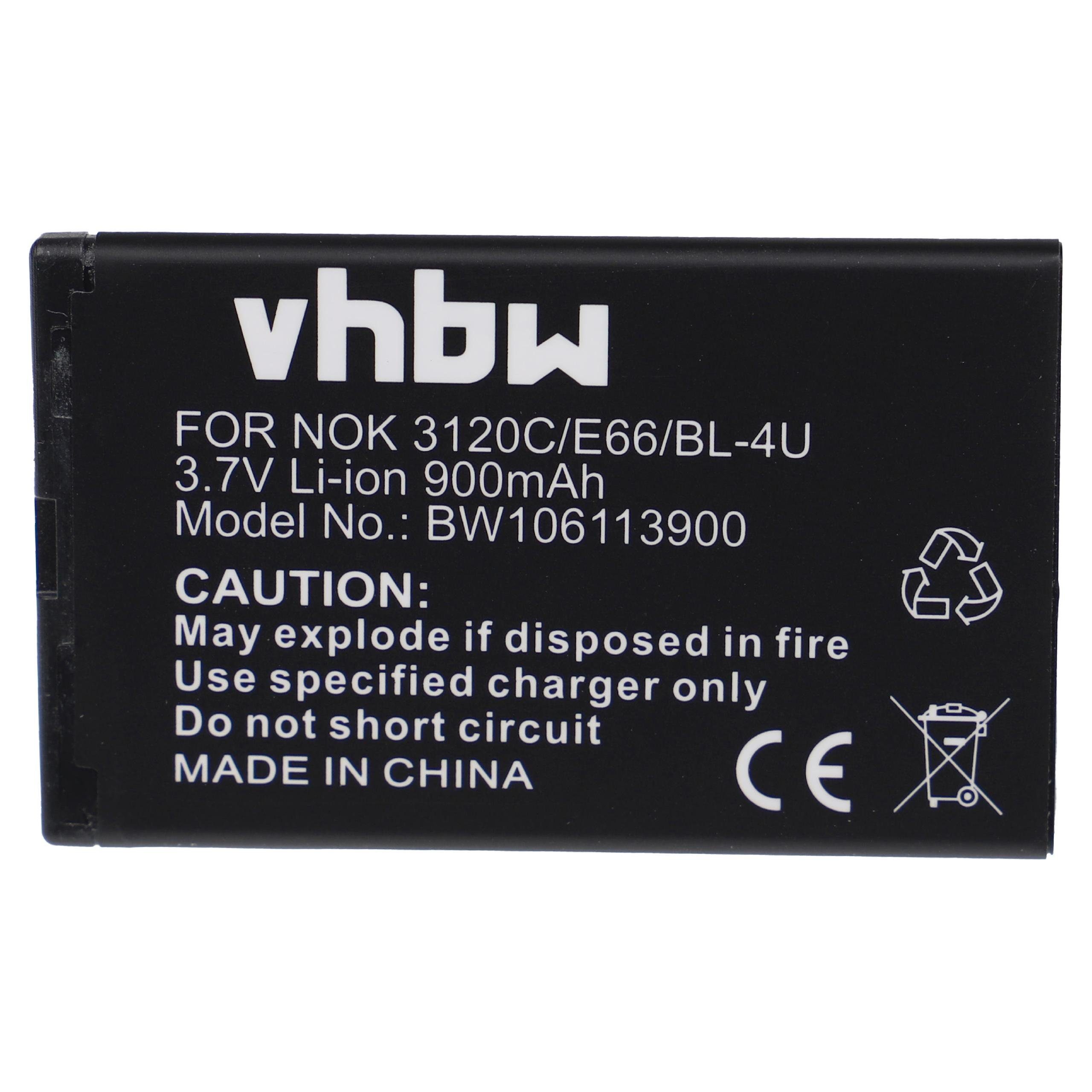 vhbw kompatibel mit Nokia E66, E75, N515 Smartphone-Akku Li-Ion 900 mAh (3,7 V)