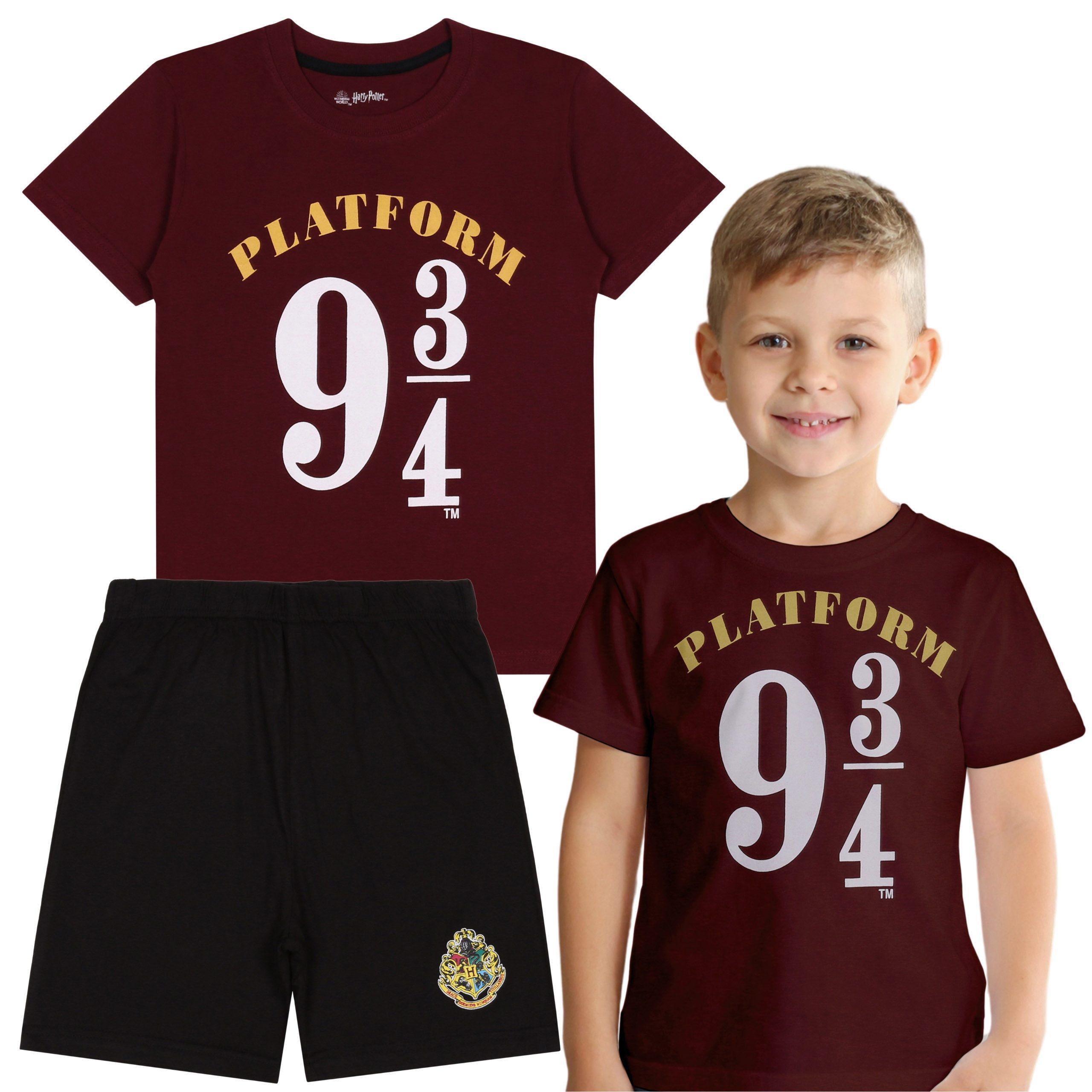 Harry Potter Pyjama Harry Potter Plattform 9 3/4 Pyjama burgunderrot und schwarz, 134 cm
