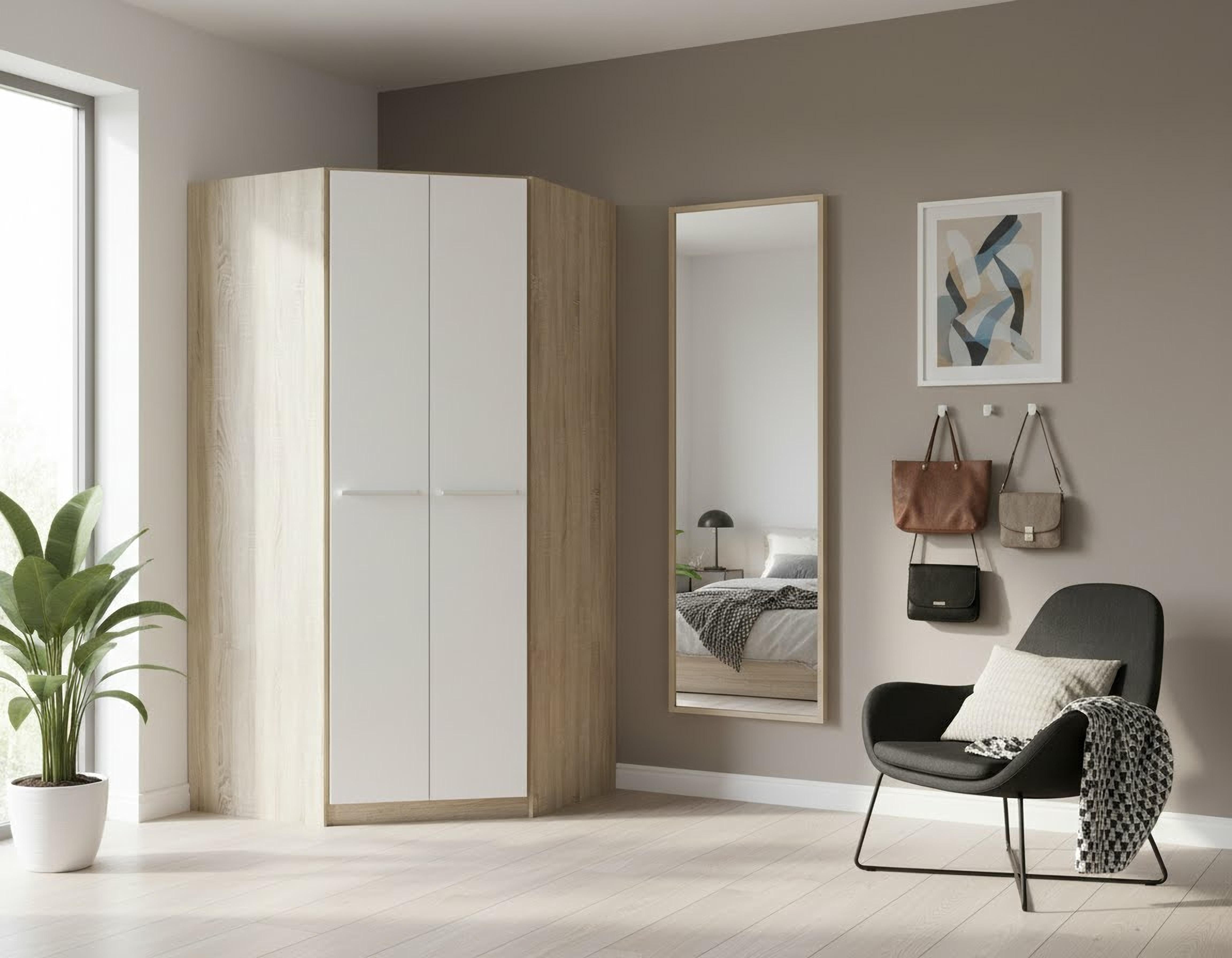 priess Eckkleiderschrank Barcelona Kleiderschrank Ecklösung Raumwunder in 2 Tiefen Schrank Eckschrank Garderobe – Bild 2 von 5