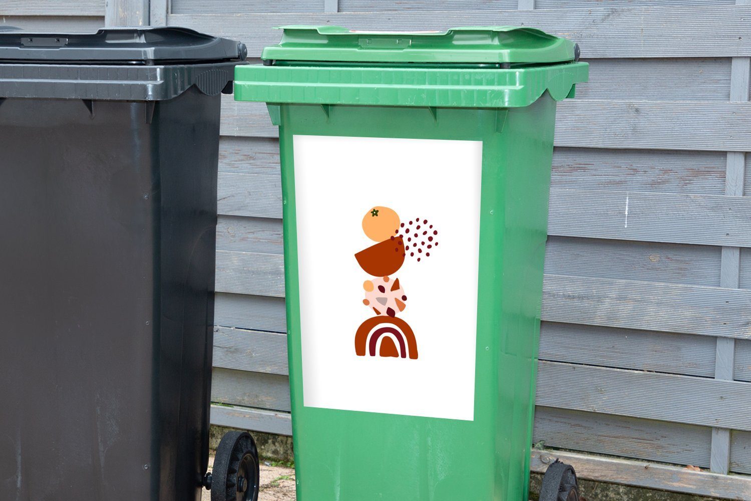 Wandsticker - Mülltonne, Mülleimer-aufkleber, - Winter St), MuchoWow Sticker, (1 Design Container, Abstrakt Abfalbehälter