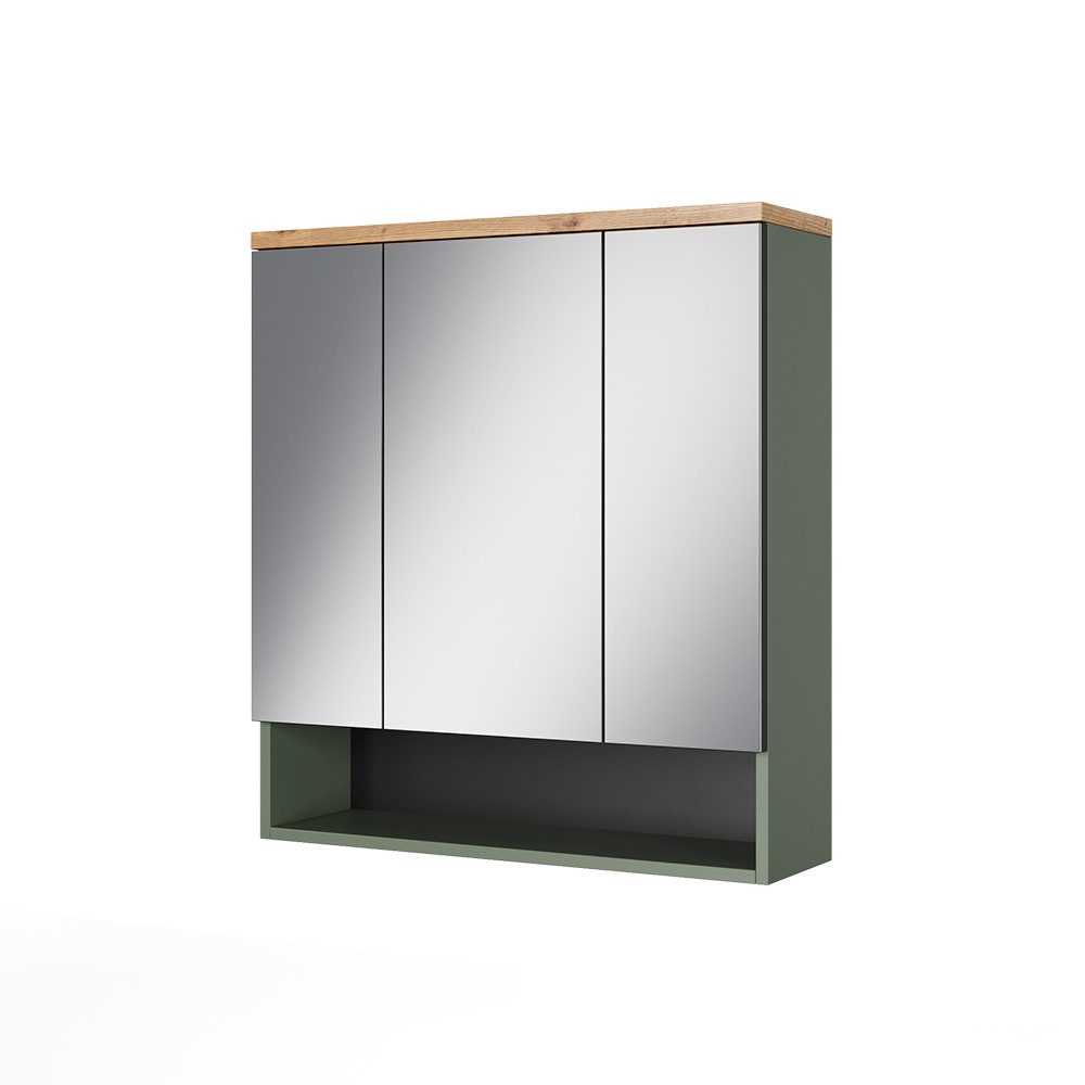Vicco Badezimmerspiegelschrank Eden, Grün/Artisan, 70 x 77.5 cm mit 3 Spiegeltüren (1-St)