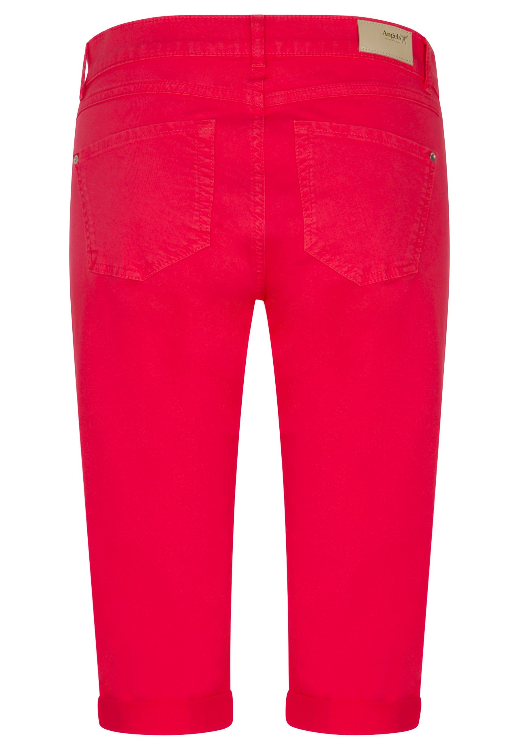 Capri Slim-fit-Jeans Label-Applikationen TU 5-Pocket-Hose mit pink ANGELS