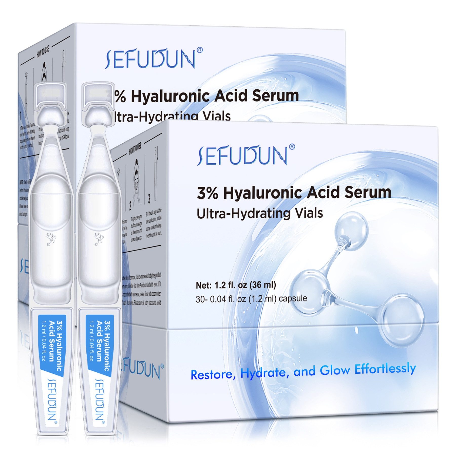 P-Beauty Cosmetic Accessories Anti-Falten-Serum Hyaluronic Acid Hyaluron Serum 3% Anti-Aging Anti-Falten Ampullen, 2-tlg., Anti-Falten, Anti-Aging, Hautpflege, Gesichtspflege