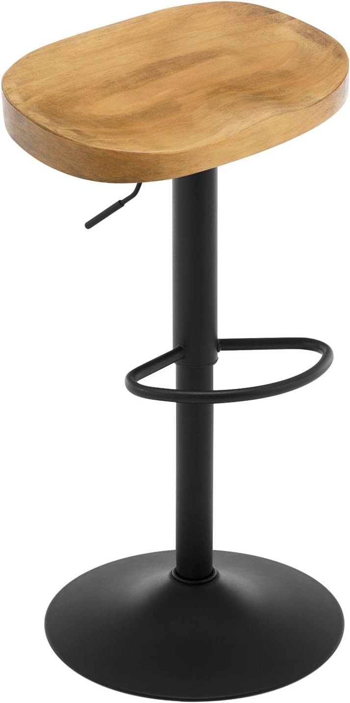 Woltu Barhocker (1 St), einzeln, mit Sattelsitz Fußstütze, aus Massivholz Metall