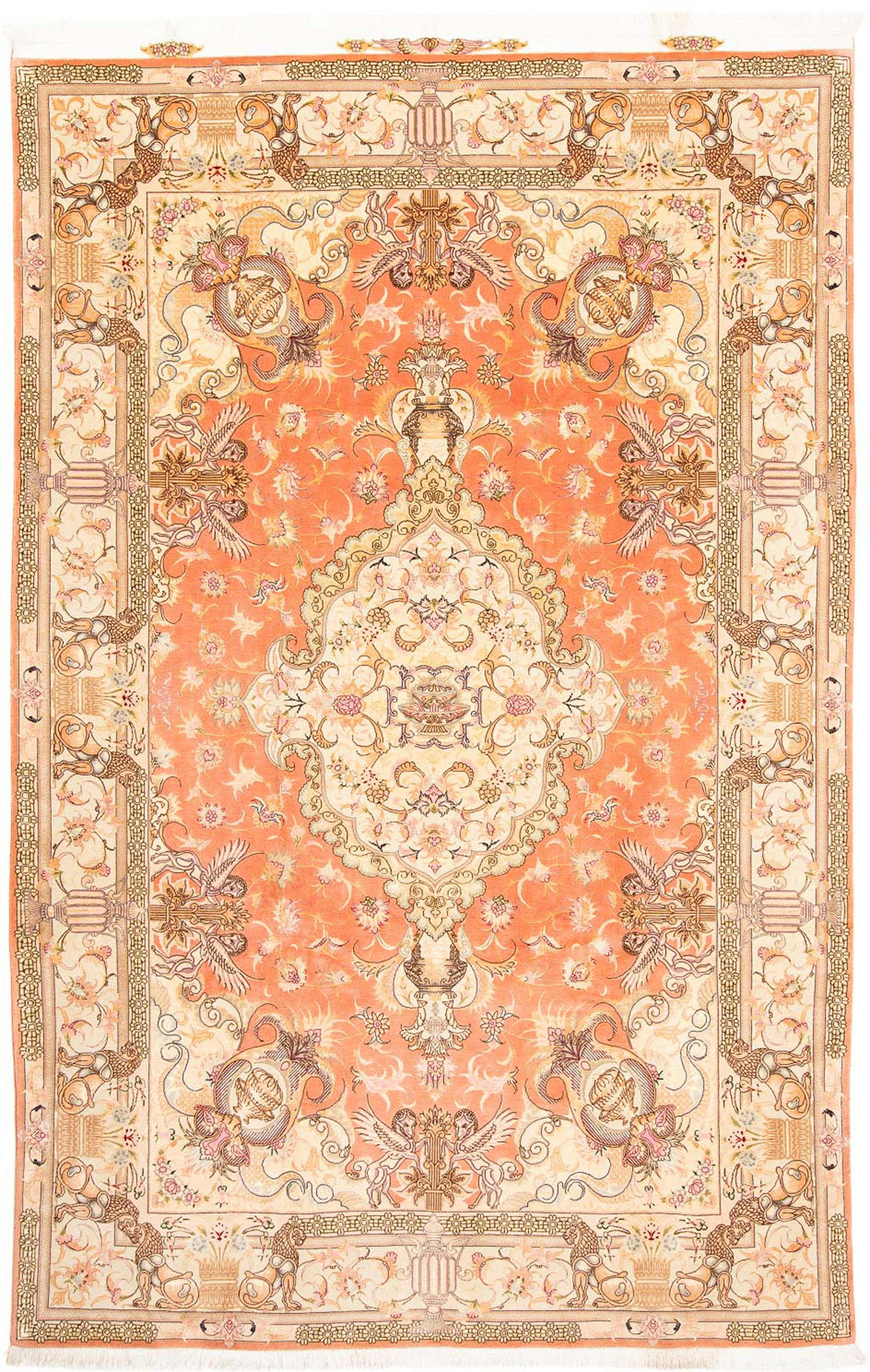 Orientteppich Perser morgenland, 7 rechteckig, - Zertifikat Einzelstück 200 beige, mm, Wohnzimmer, Höhe: cm x mit - - Handgeknüpft, - 304 Täbriz Royal