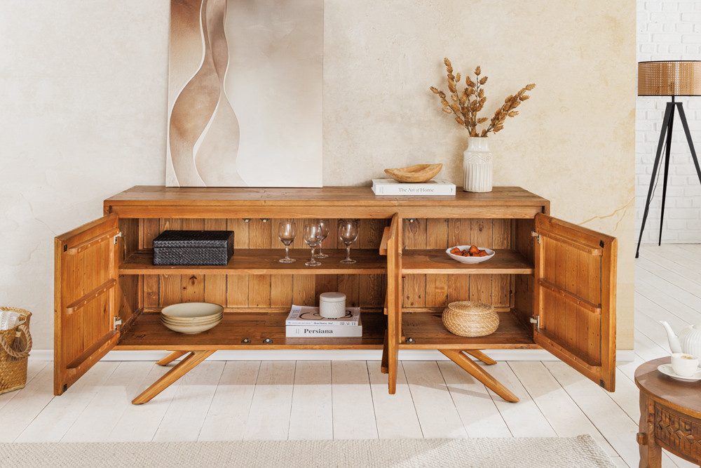 riess-ambiente Sideboard FINCA 150cm vintage braun - Pinien-Massivholz, Stauraum, rechteckig (Einzelartikel, 1 St), Kommode aus recyceltem Holz - ideal für Schlaf-, Gäste- und Wohnzimmer